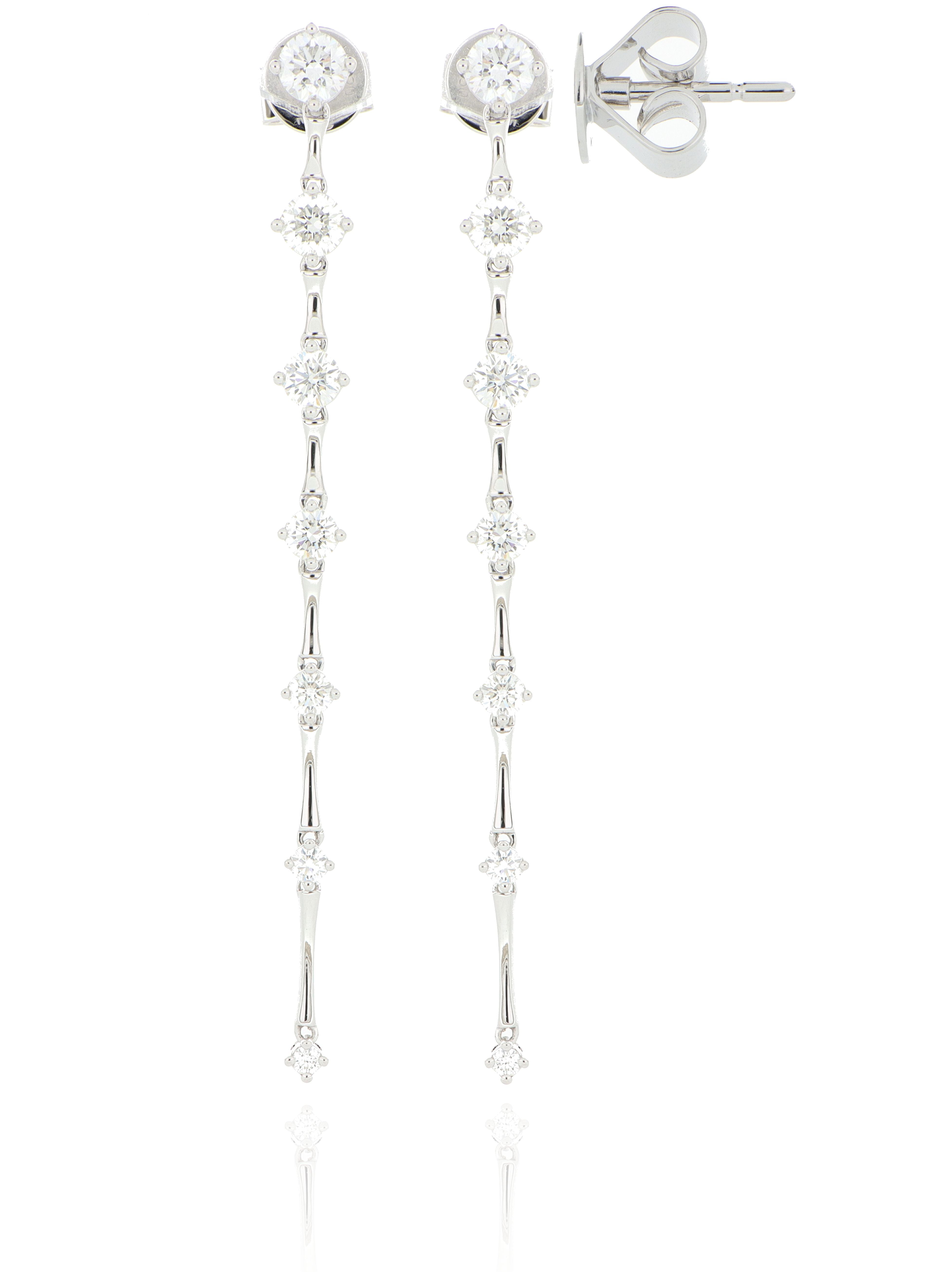 18k White Gold Diamond Cadence Drop Earrings - Charles Koll Jewelers