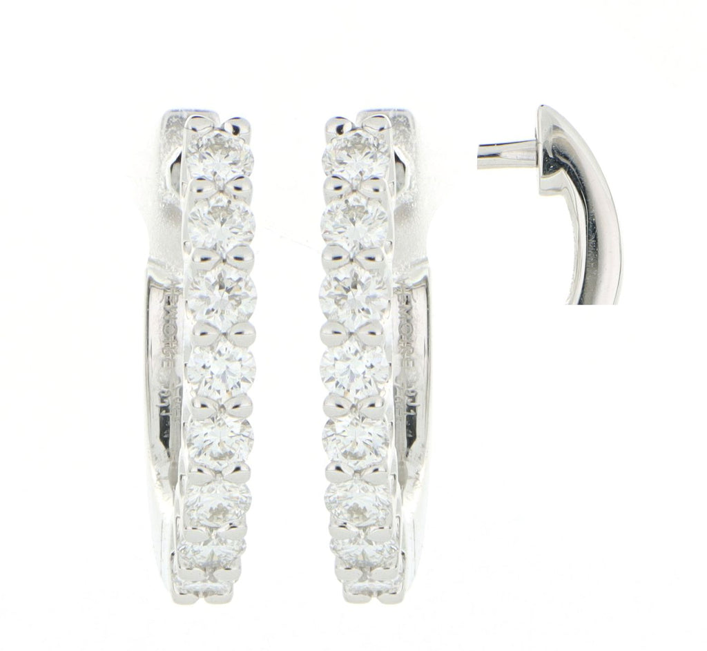 18k White Diamond Huggie Earrings
