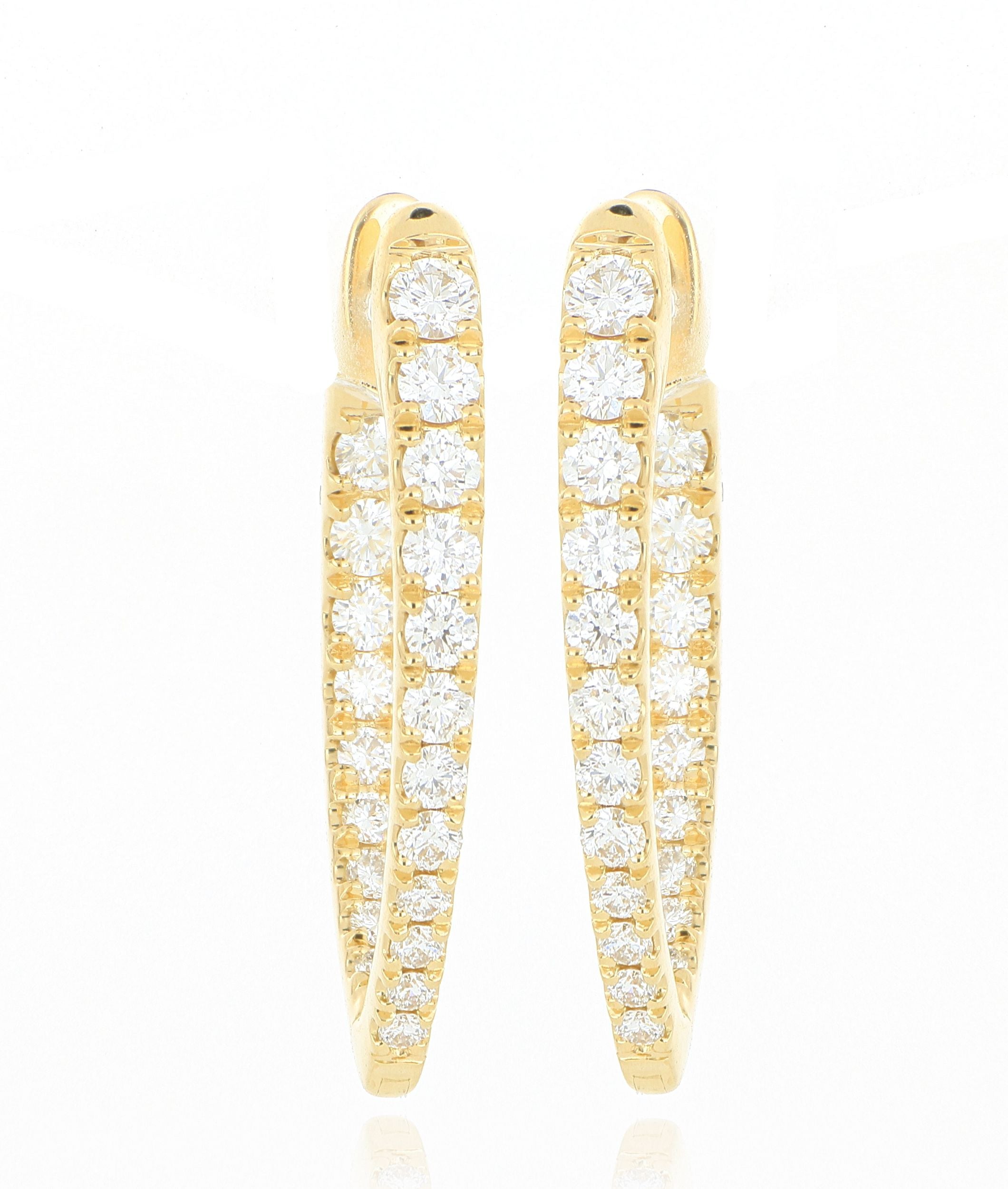 18k Yellow Gold Diamond Hoops - Charles Koll Jewelers