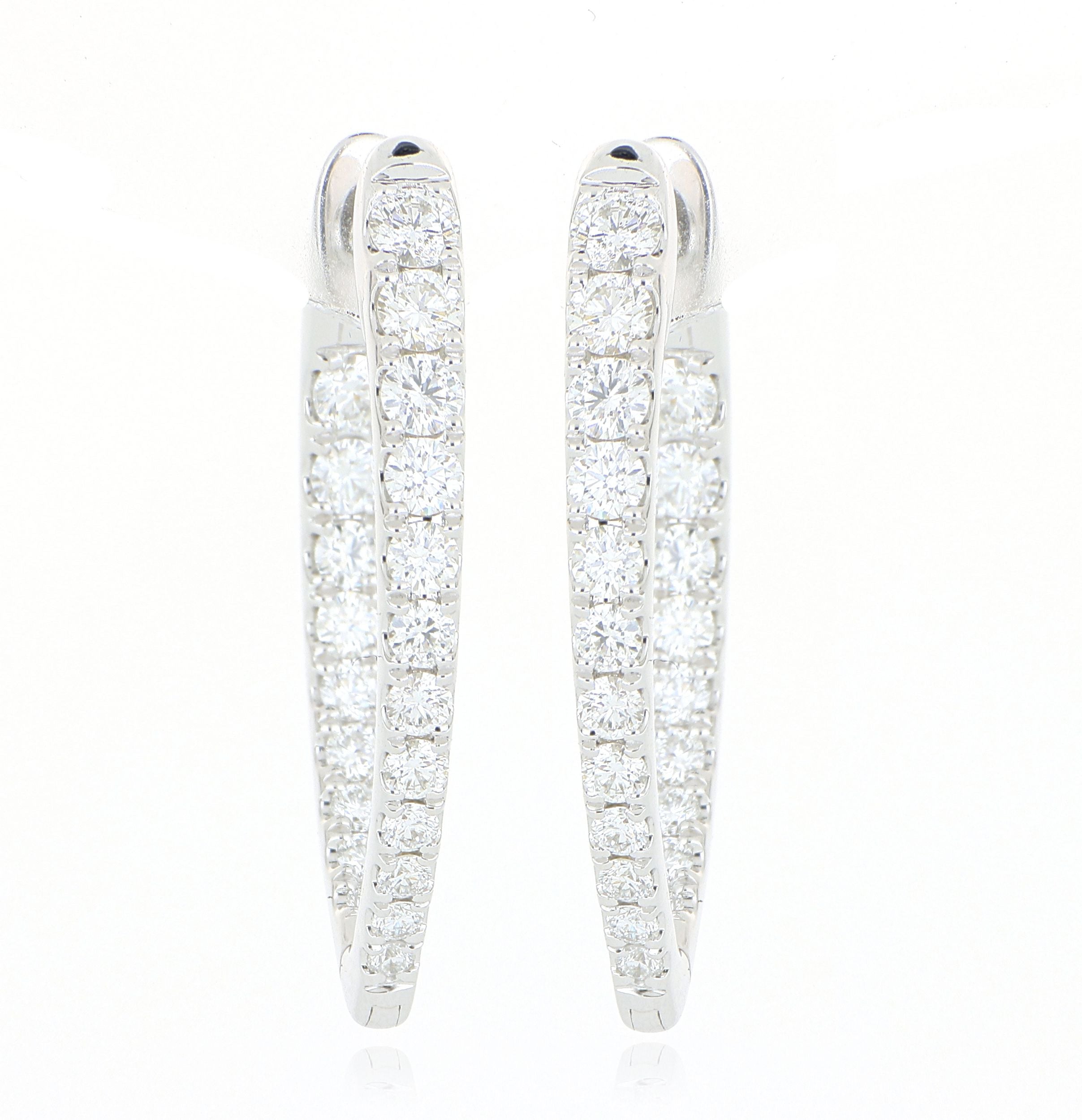 18k White Imperial Diamond Hoops - Charles Koll Jewelers