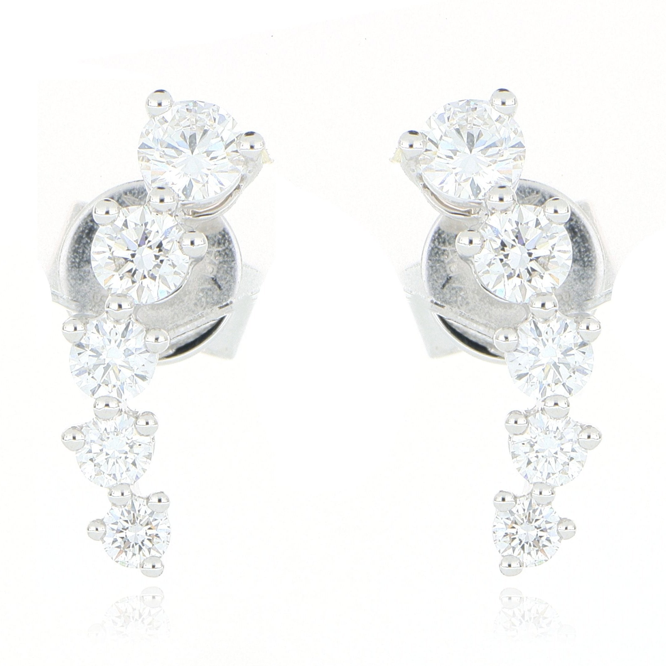 18k White Gold 5 Stone Diamond Earrings - Charles Koll Jewelers