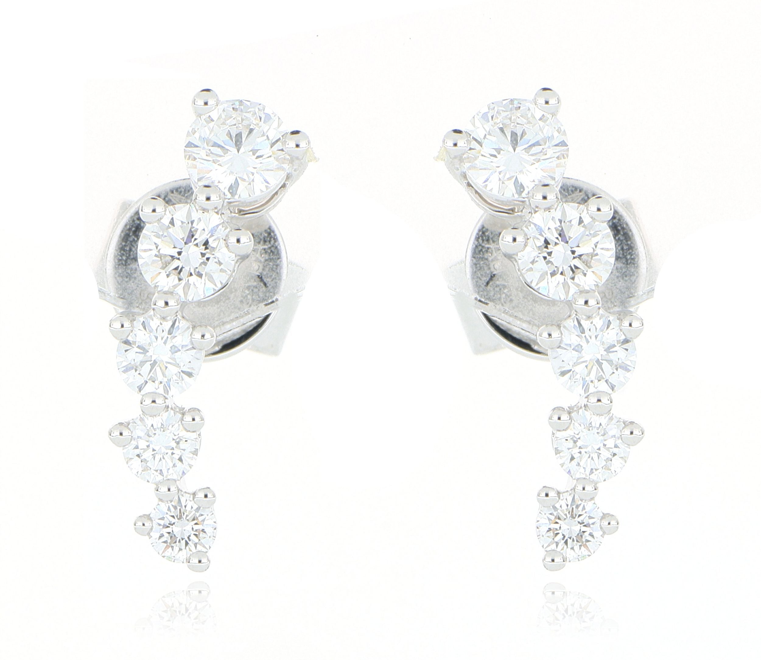 18k White Gold 5 Stone Diamond Earrings - Charles Koll Jewelers