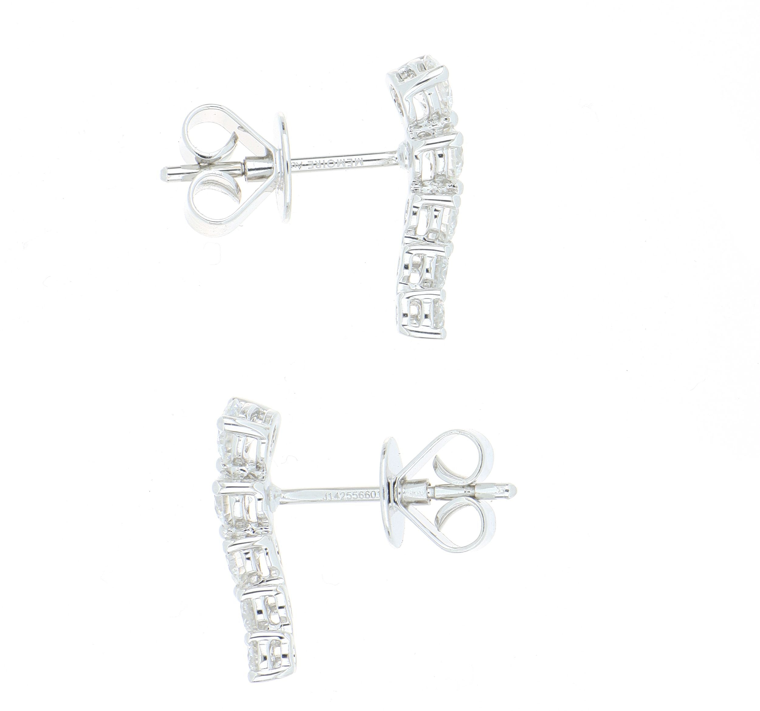 18k White Gold 5 Stone Diamond Earrings