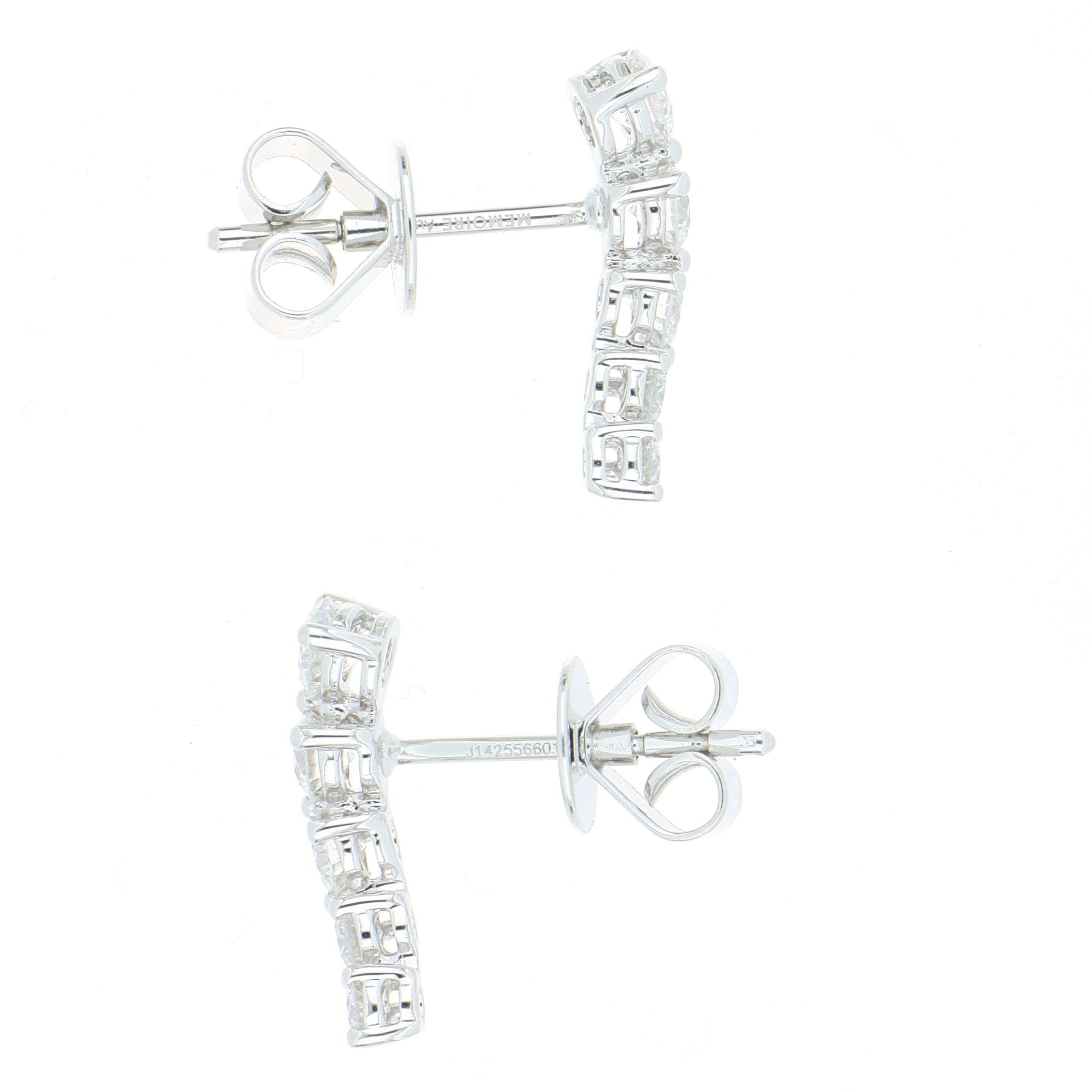 18k White Gold 5 Stone Diamond Earrings - Charles Koll Jewelers