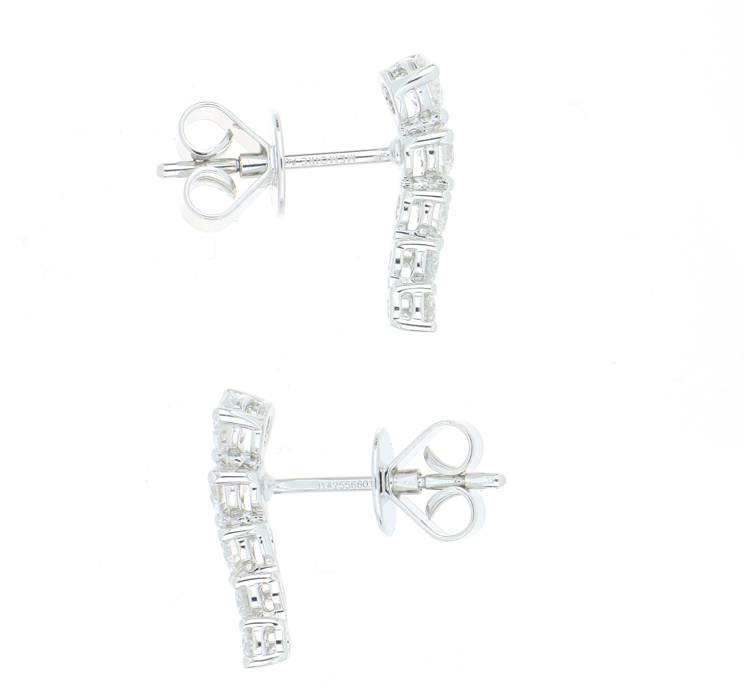 18k White Gold 5 Stone Diamond Earrings - Charles Koll Jewelers