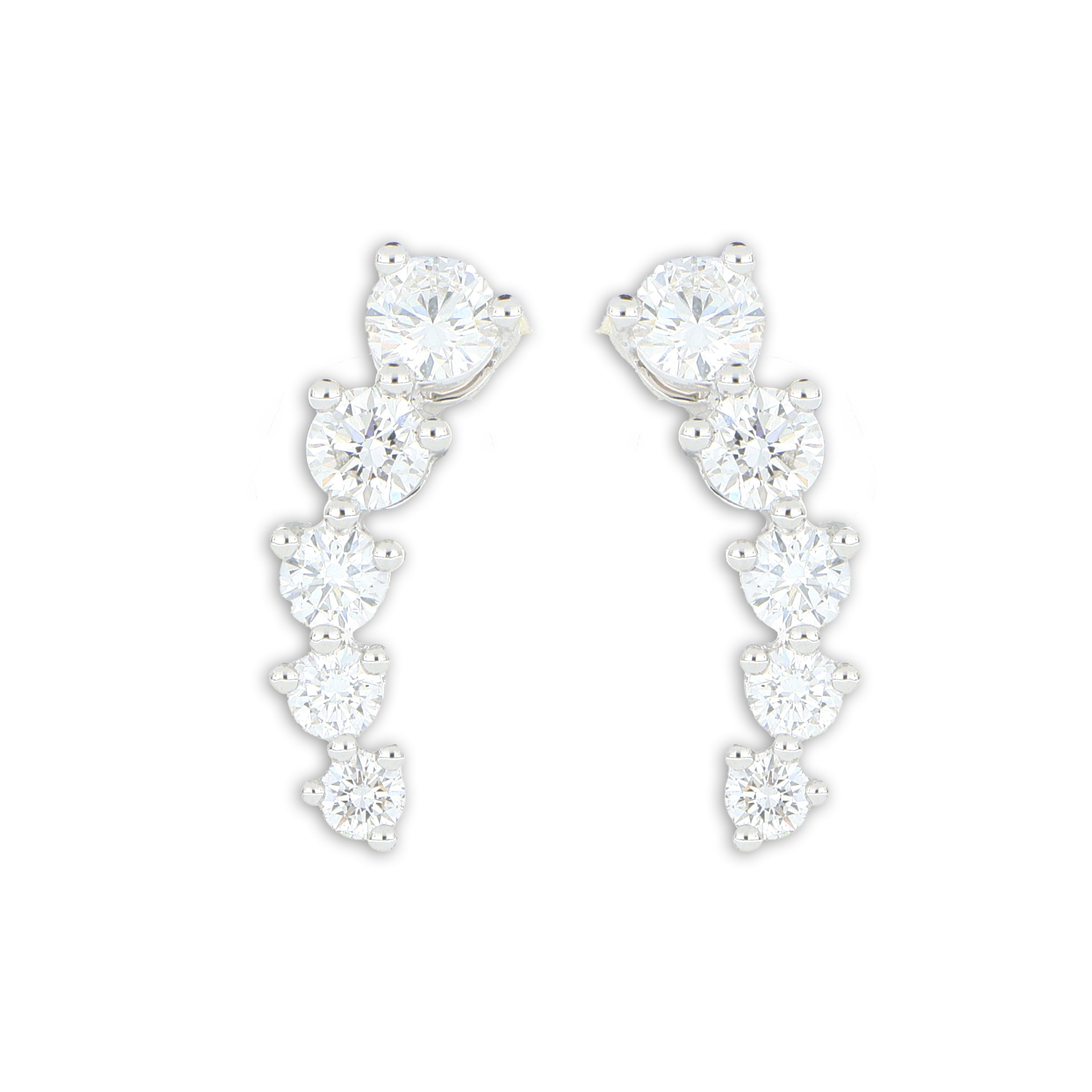 18k White Gold 5 Stone Diamond Earrings