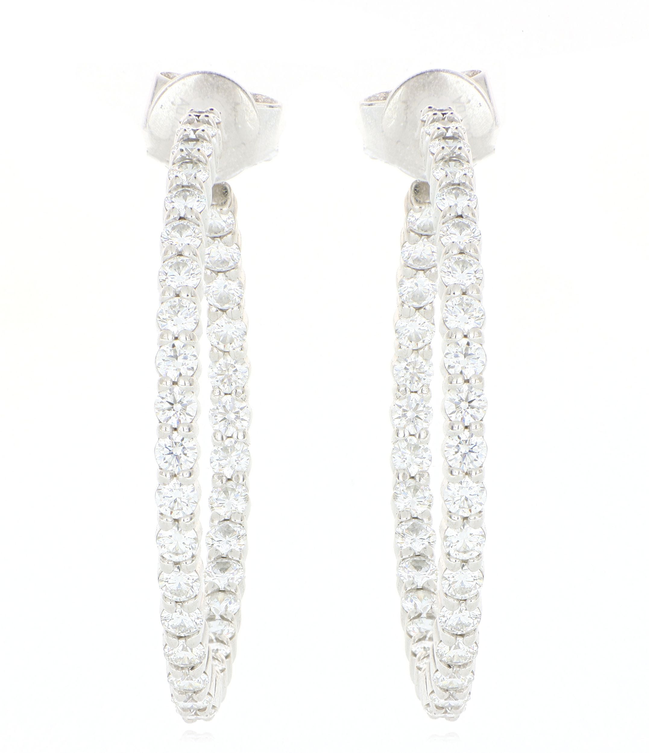 18k White Gold Hearts On Fire Diamond Hoops - Charles Koll Jewelers