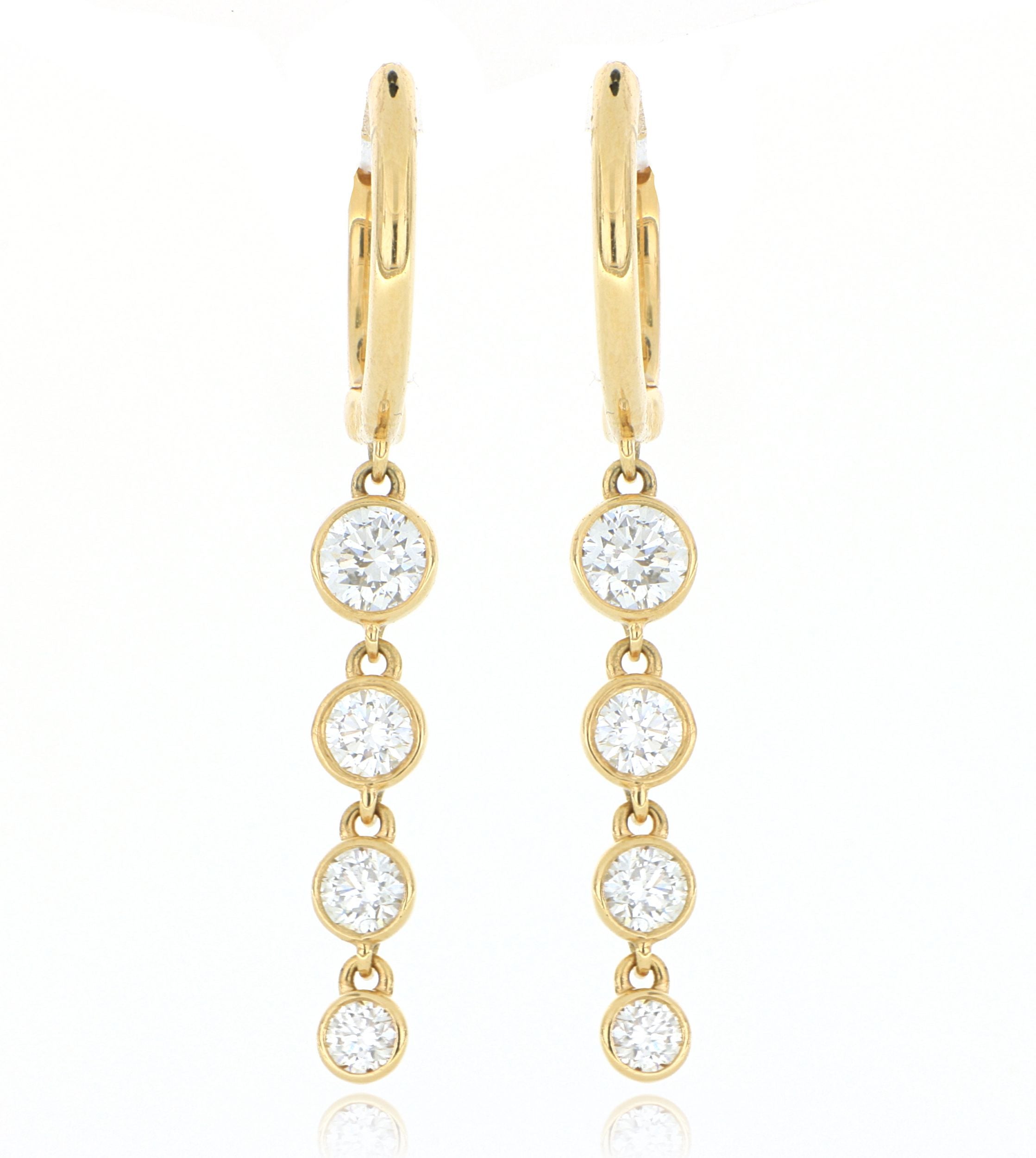 18k Yellow Gold Diamond Drop Earrings - Charles Koll Jewelers