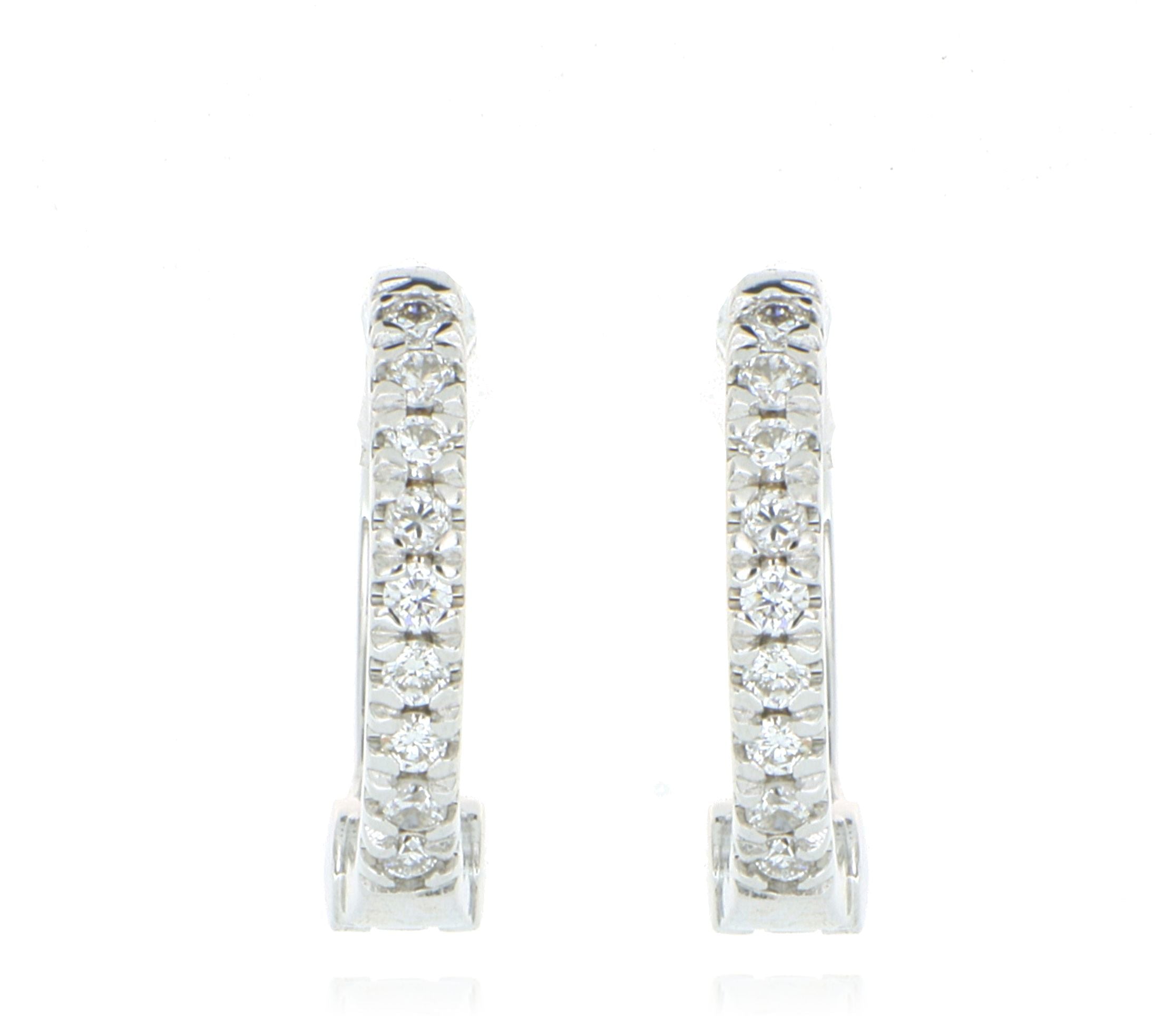 18k White Gold Mini Diamond Hoops - Charles Koll Jewelers