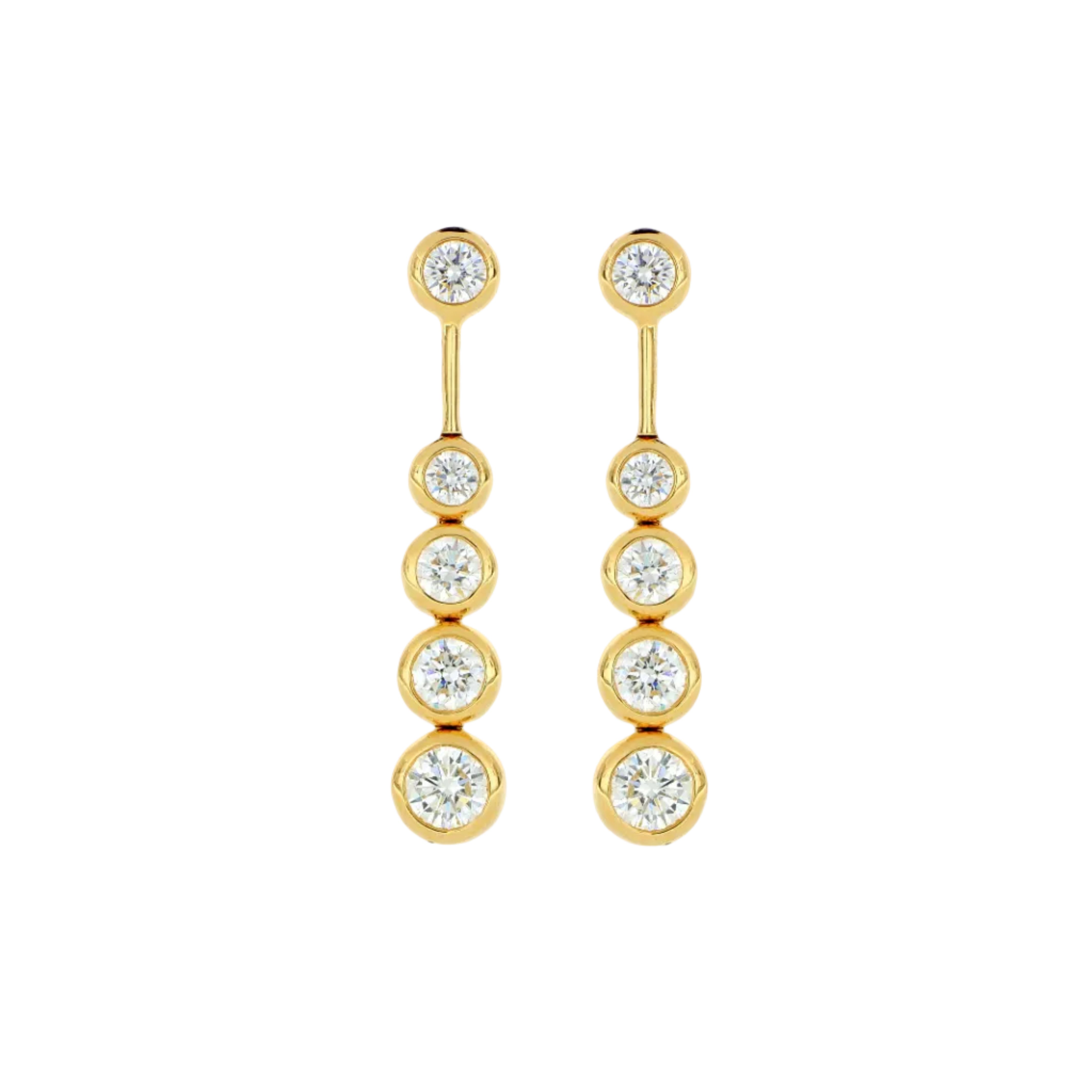 18k Yellow Gold Cascading Diamond Drop Earrings