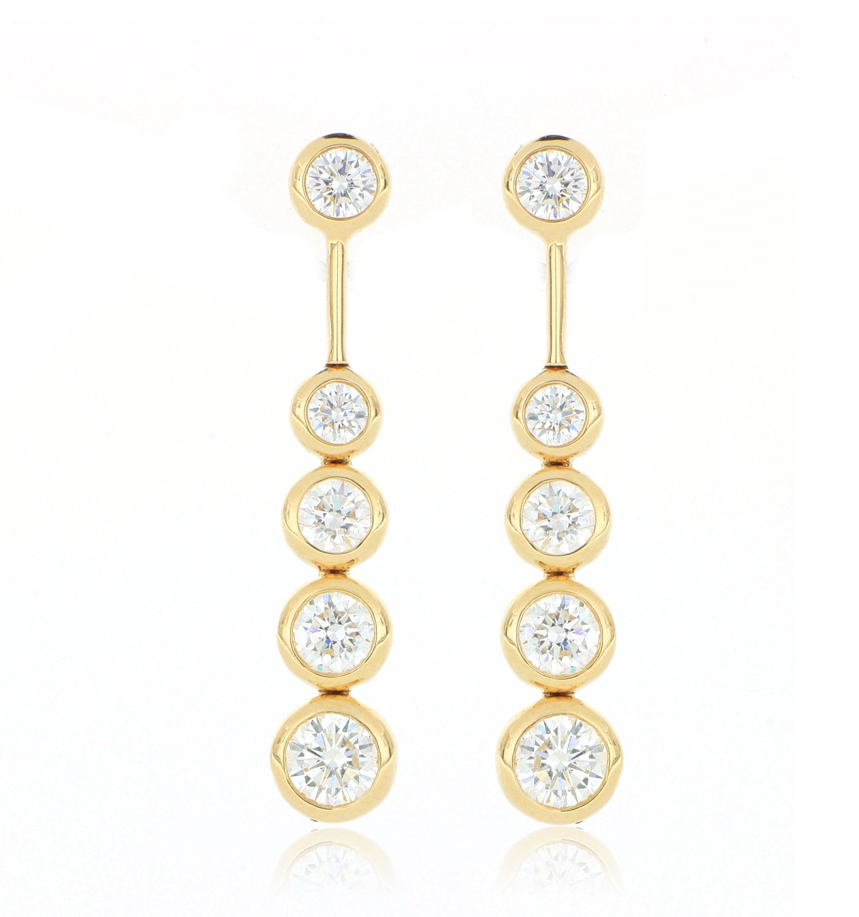 18k Yellow Gold Cascading Diamond Drop Earrings - Charles Koll Jewelers