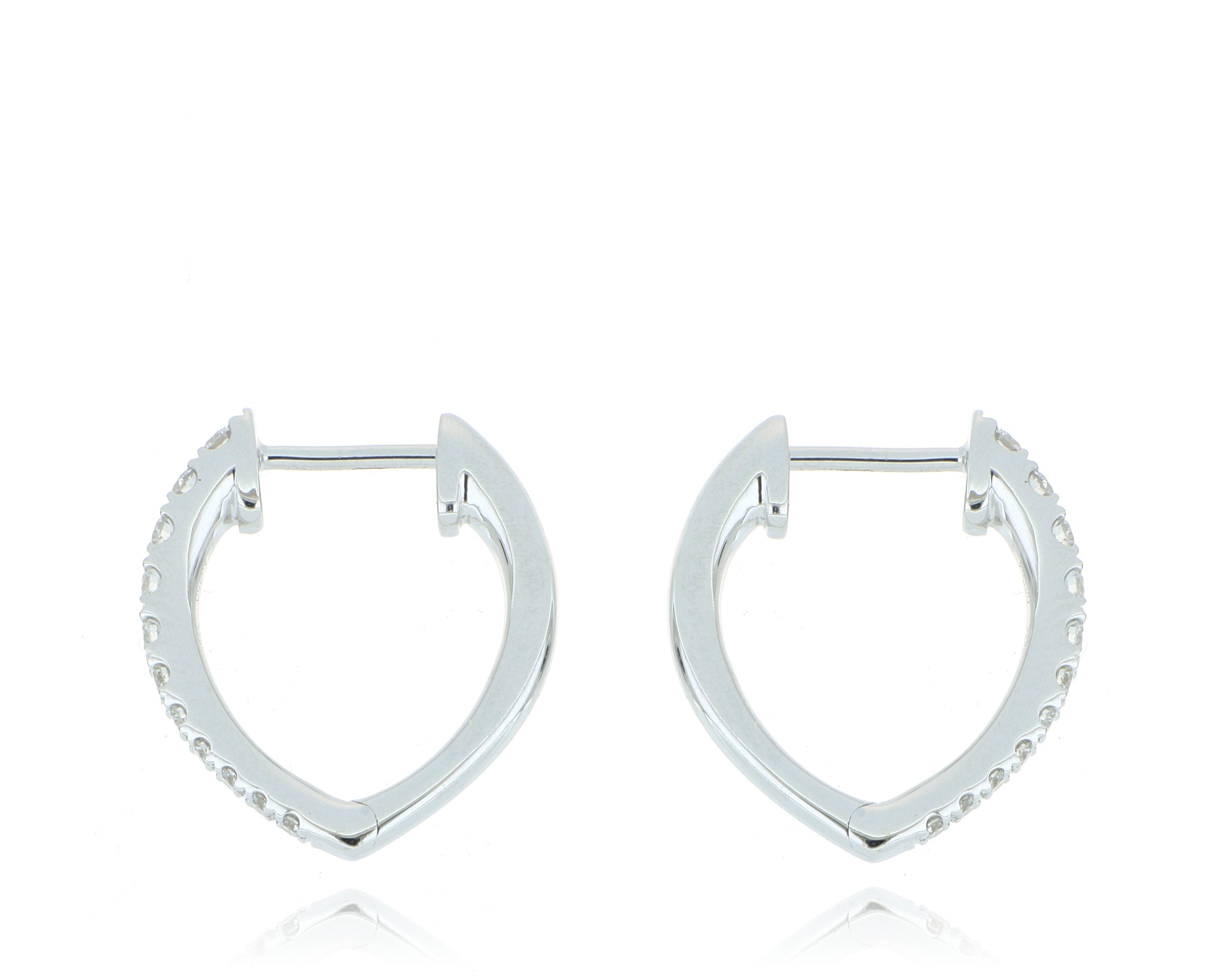 18k White Gold Diamond Imperial Huggie Earrings - Charles Koll Jewelers