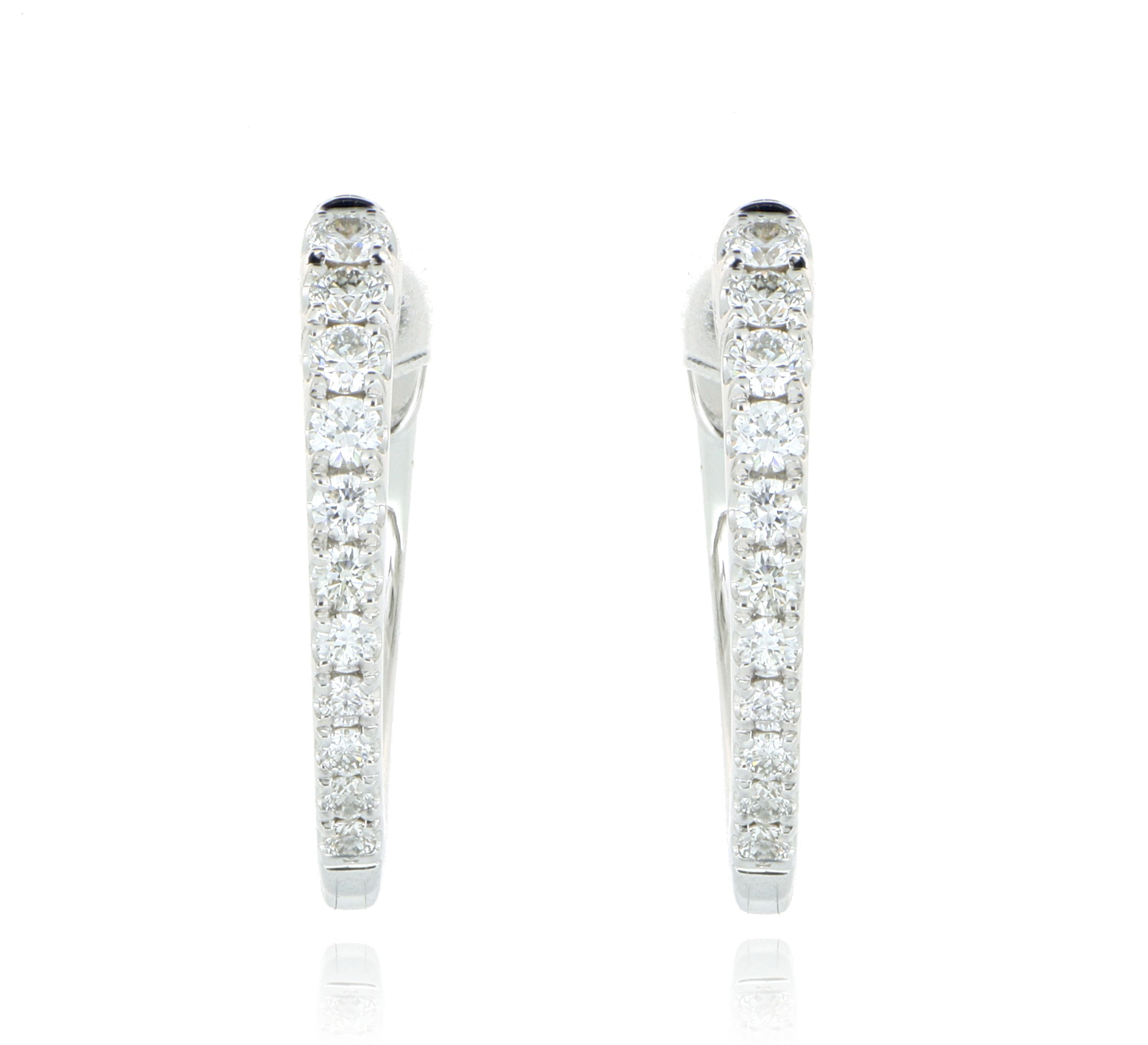 18k White Gold Diamond Imperial Huggie Earrings - Charles Koll Jewelers