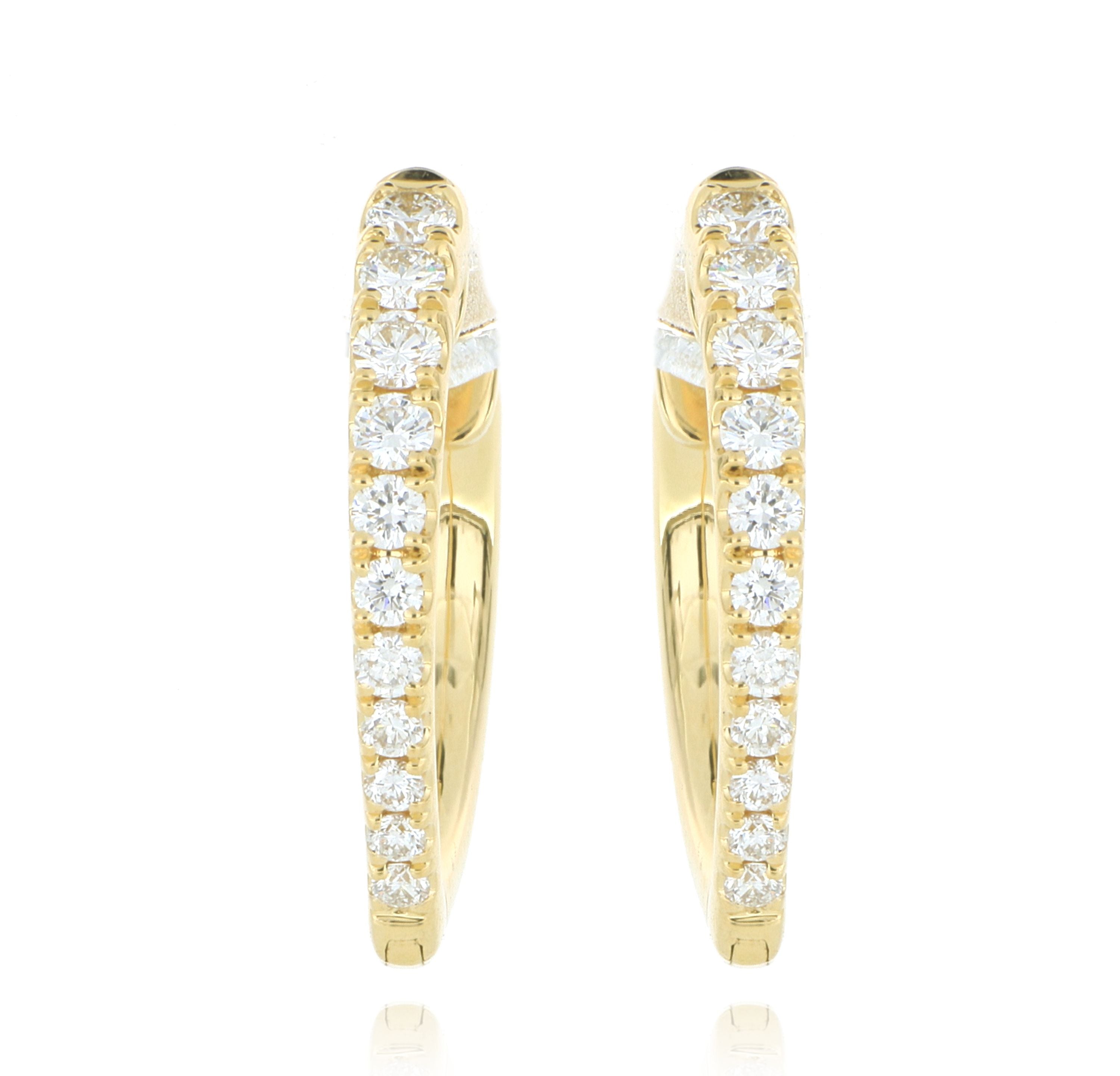 18k Yellow Gold Diamond Imperial Huggie Earrings - Charles Koll Jewelers