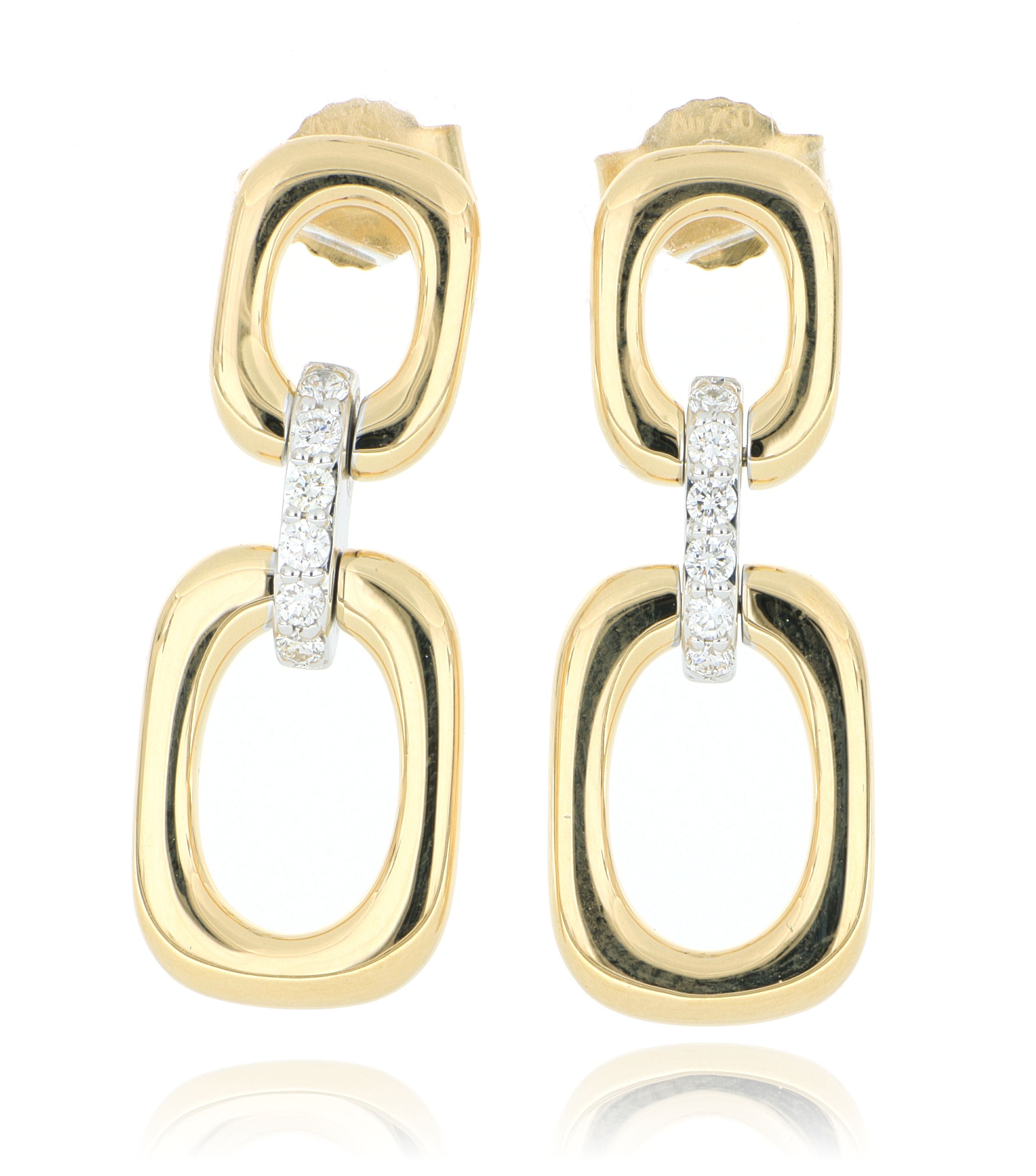 18k Yellow and White Gold Diamond Fashion Earrings