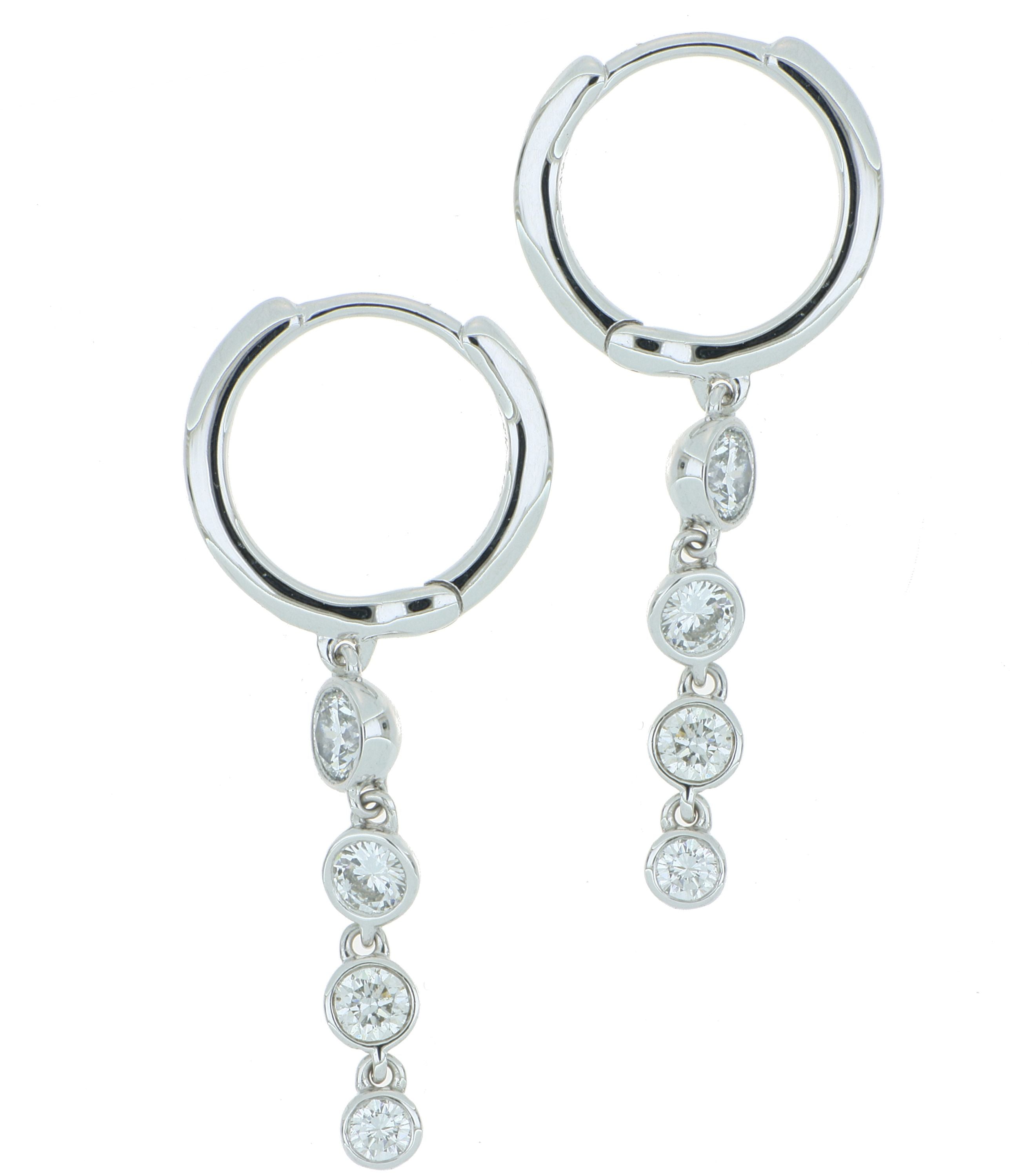 18k White Gold Diamond Cascade Drop Earrings