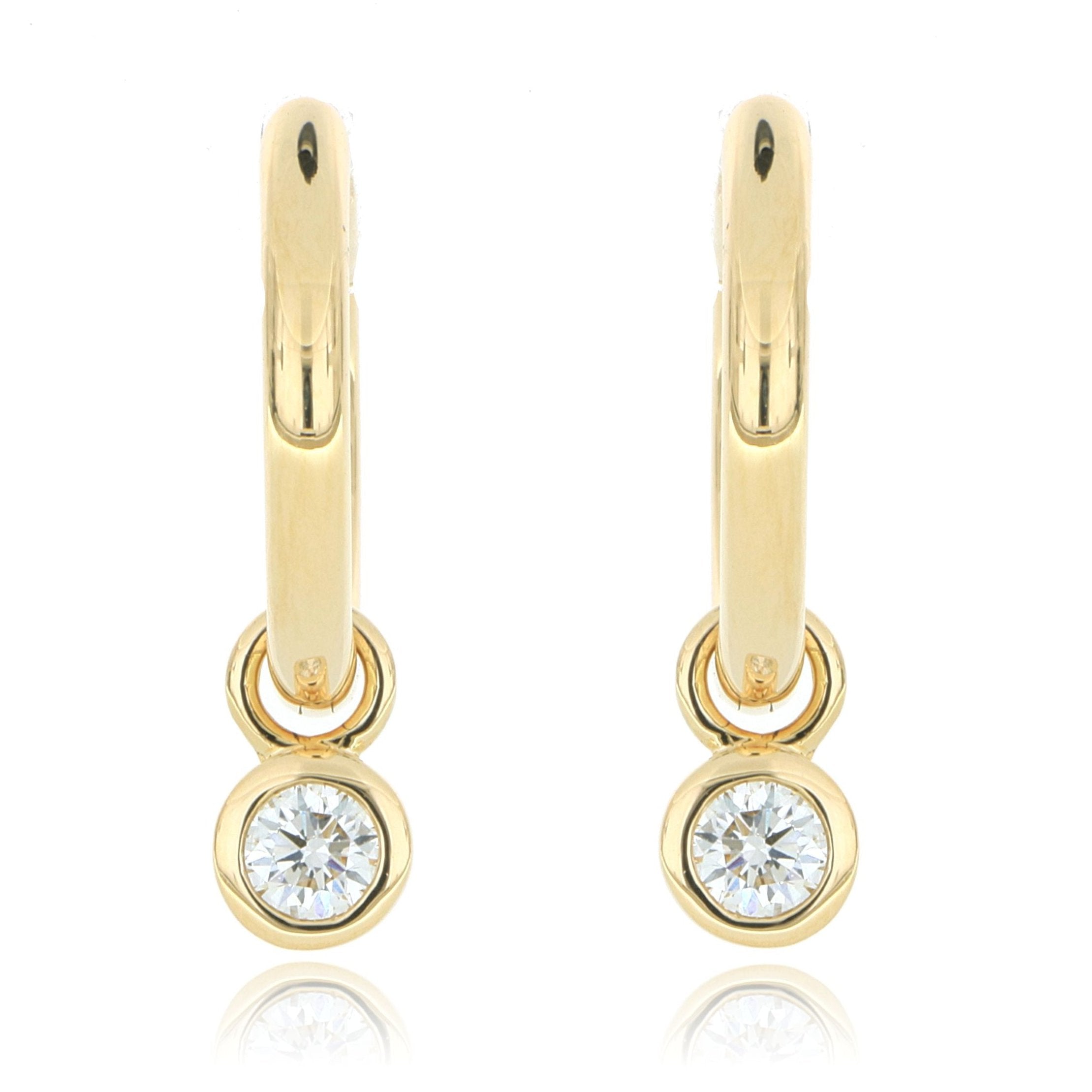 18k Yellow Gold Diamond Hoops Earrings