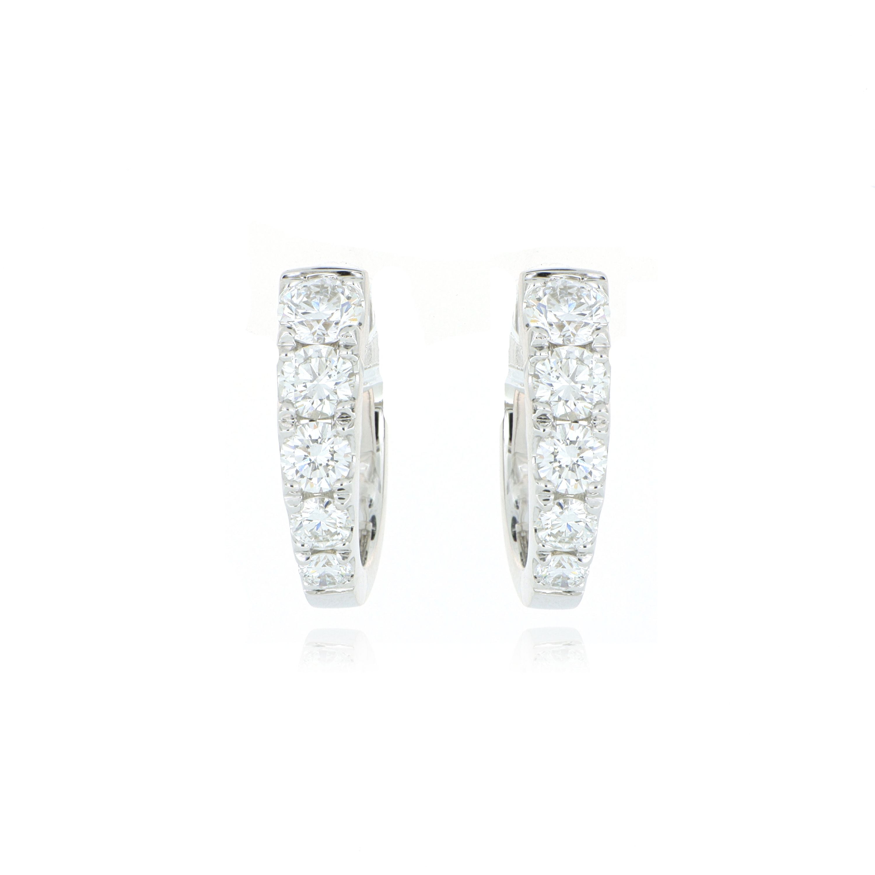 18k White Gold Diamond Huggie Earrings