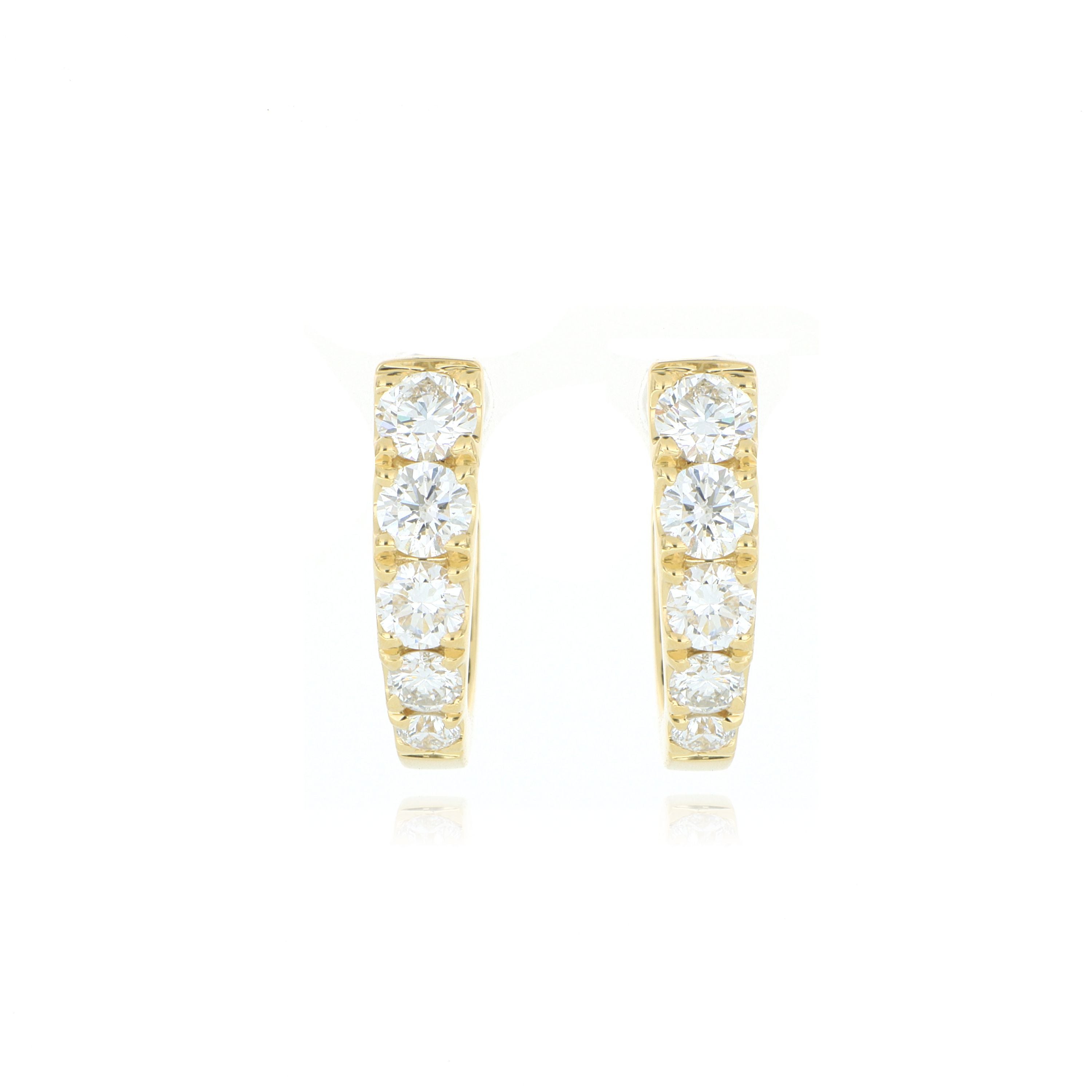 18k Yellow Gold Diamond Huggie Earrings