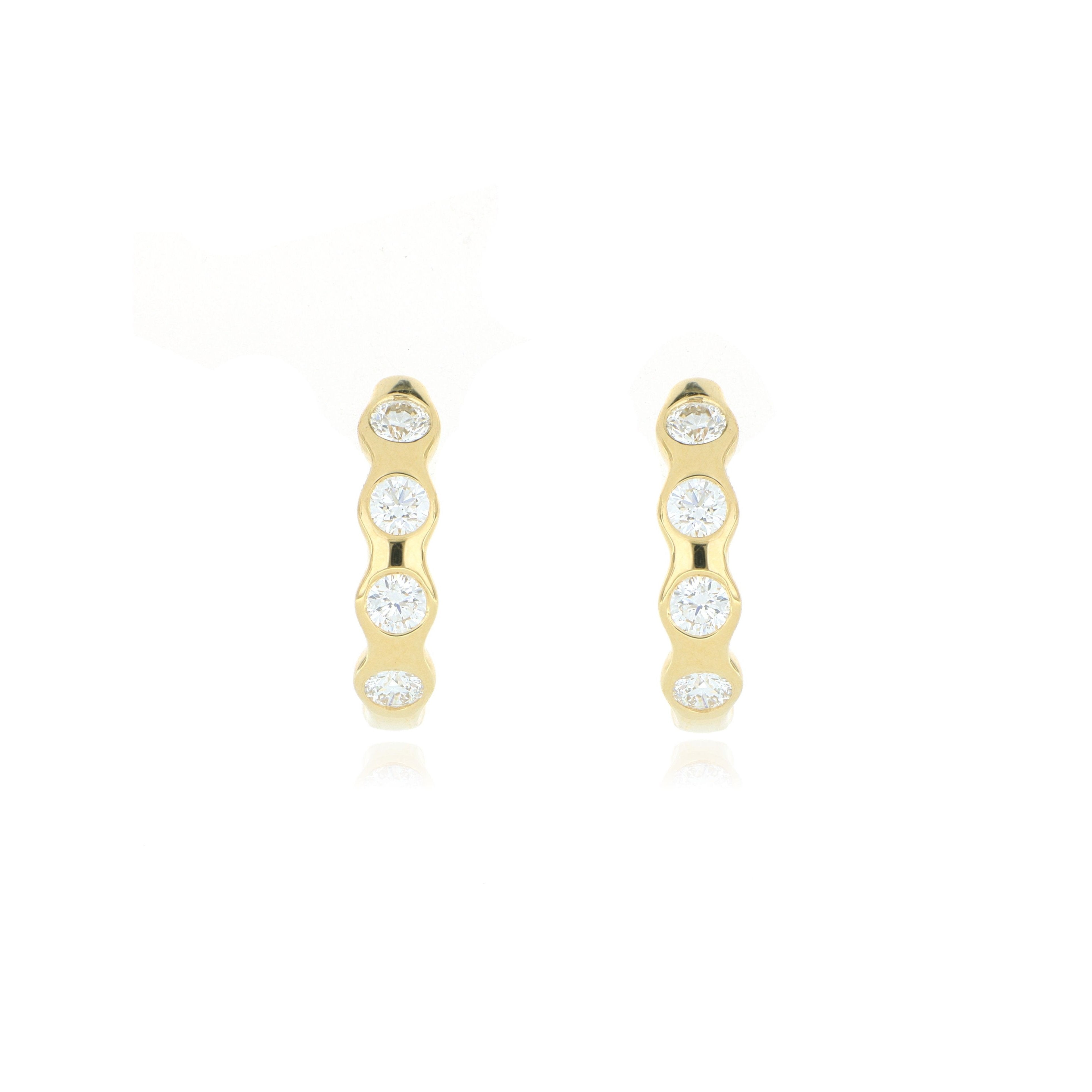 18k Yellow Gold Diamond Hoop Earrings