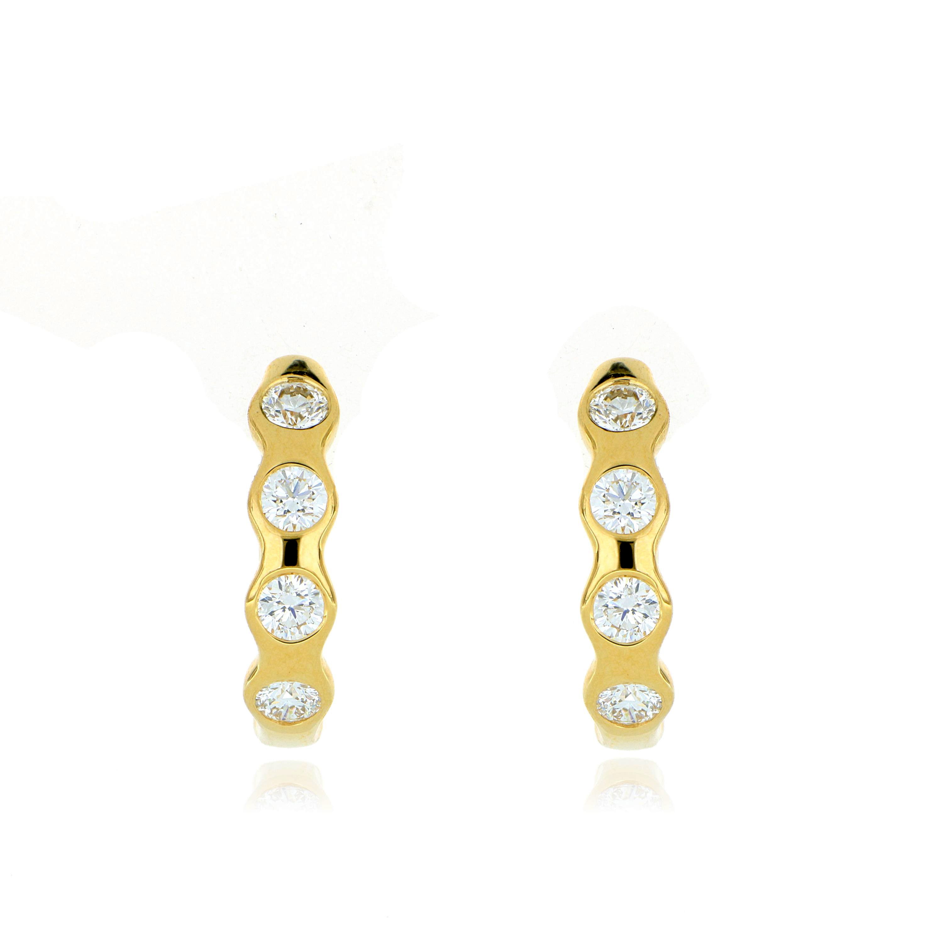18k Yellow Gold Diamond Hoop Earrings