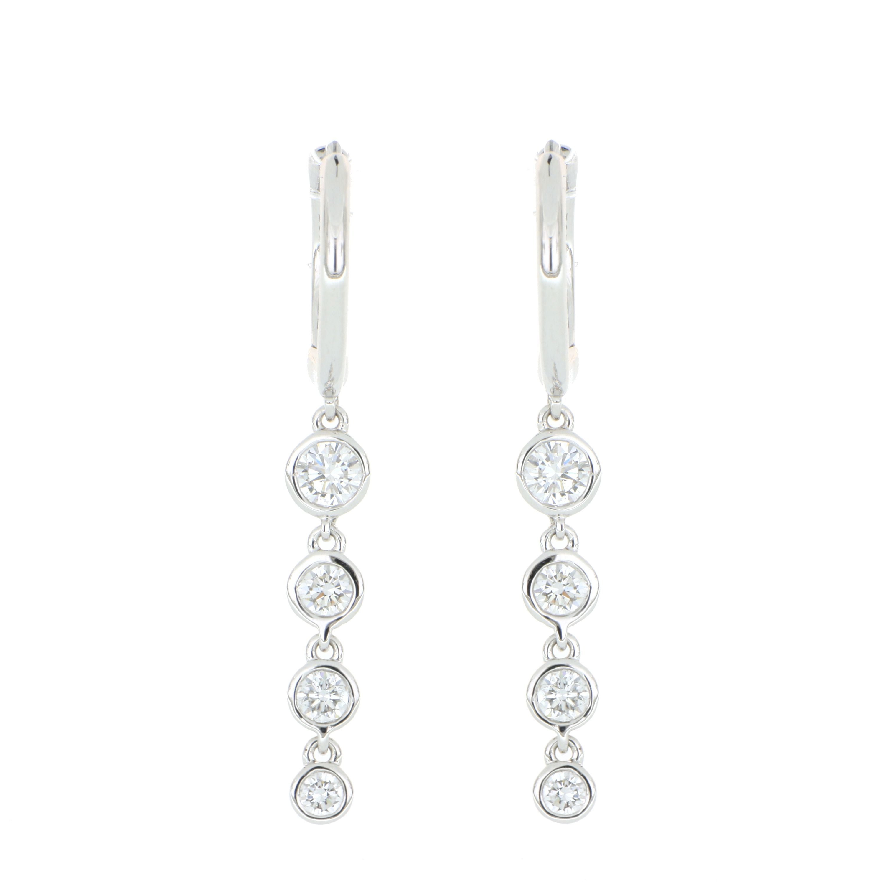 18k White Gold Cascading Diamond Drop Earrings