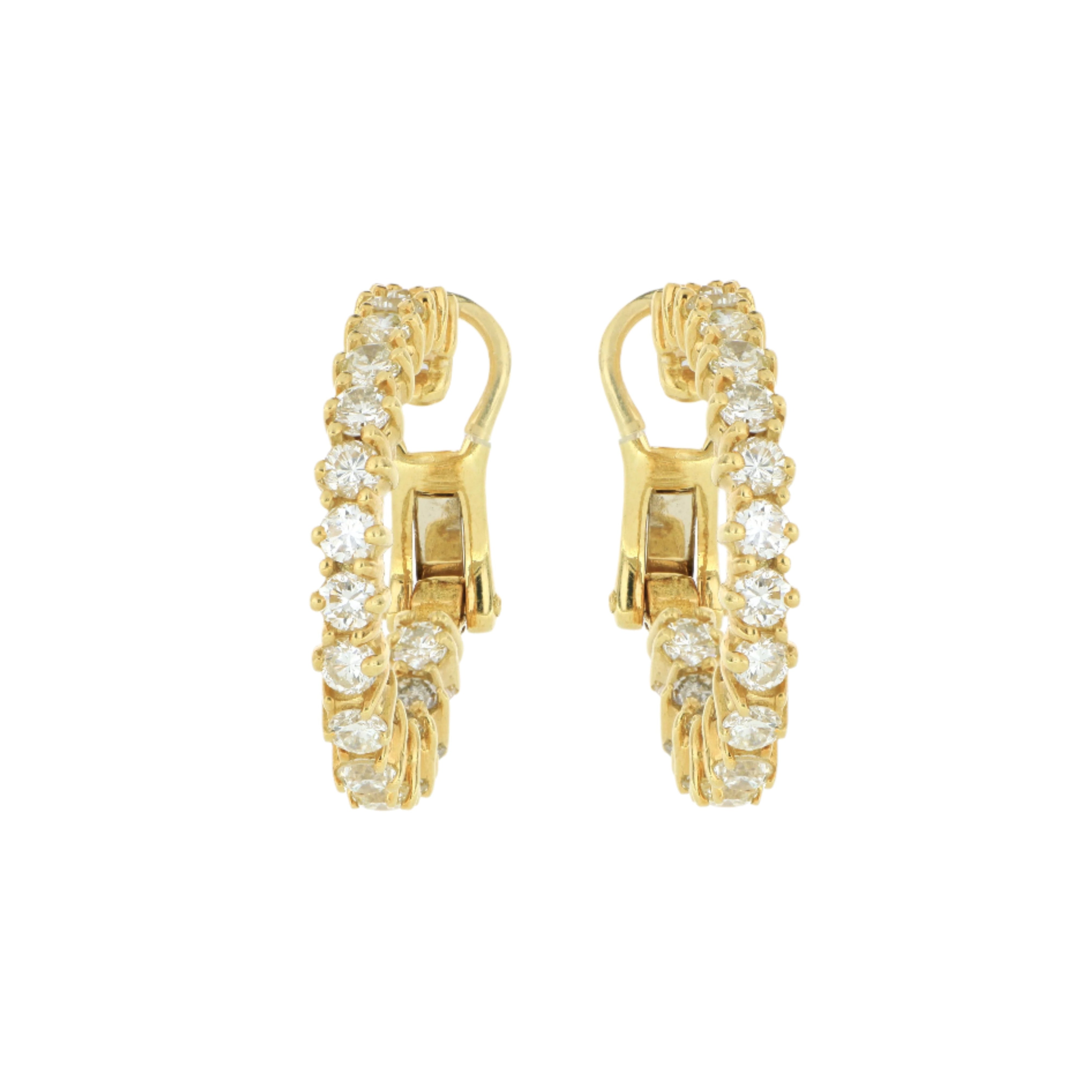 18k Yellow Gold Diamond Hoops