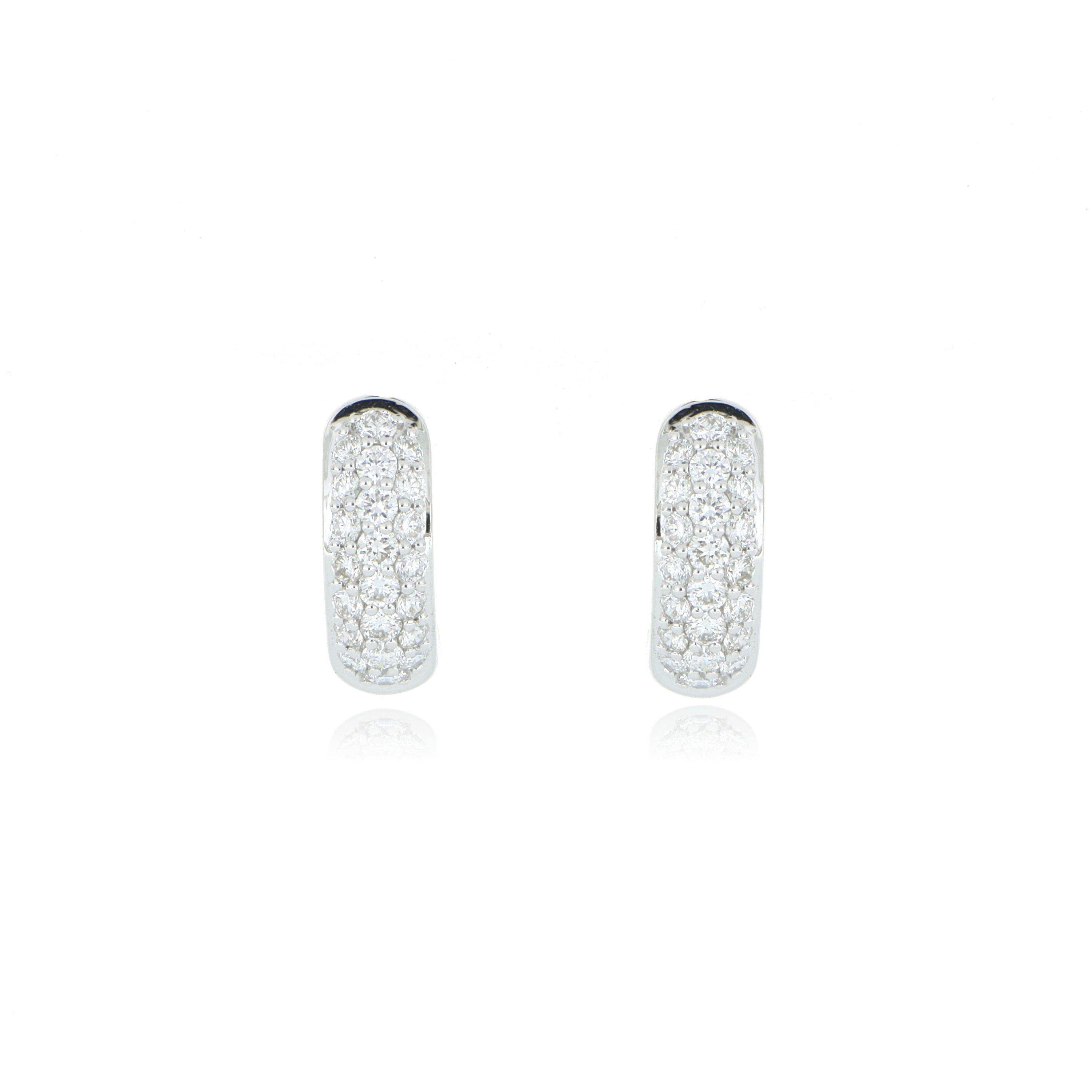 18k White Gold Small Pave Diamond Huggie Earrings