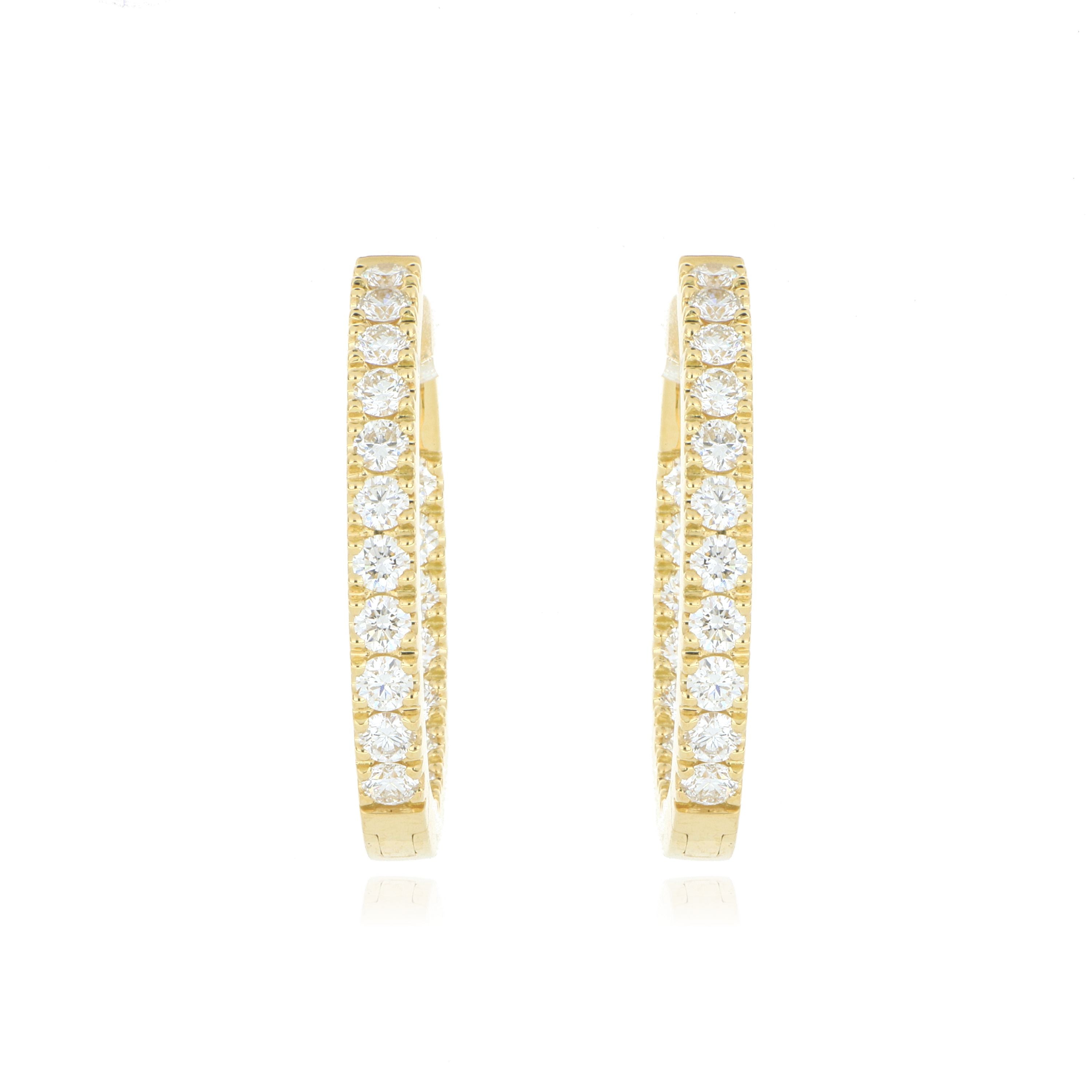 18k Yellow Gold Diamond Hoop Earrings