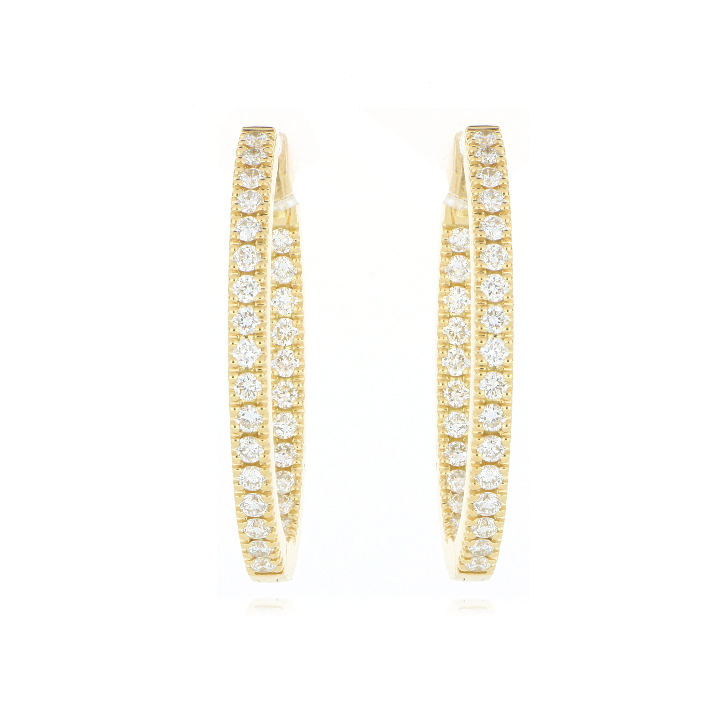 18k Yellow Gold Diamond Hoops Earrings