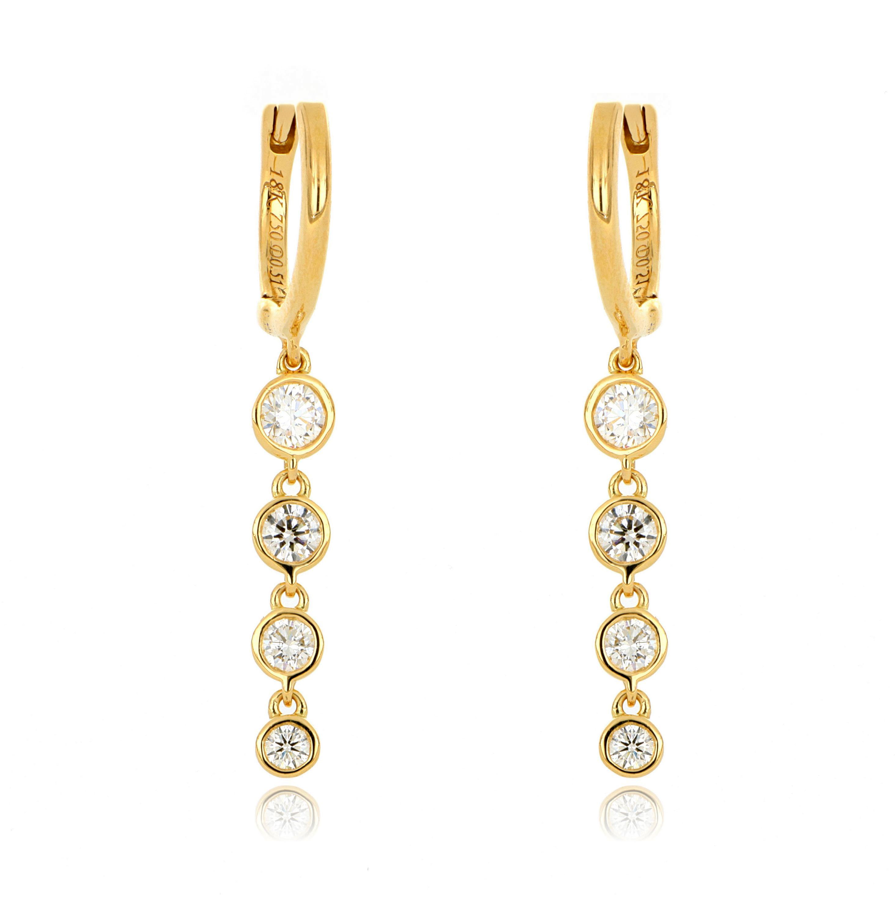 18k Yellow Gold Cascading Diamond Dangle Earrings