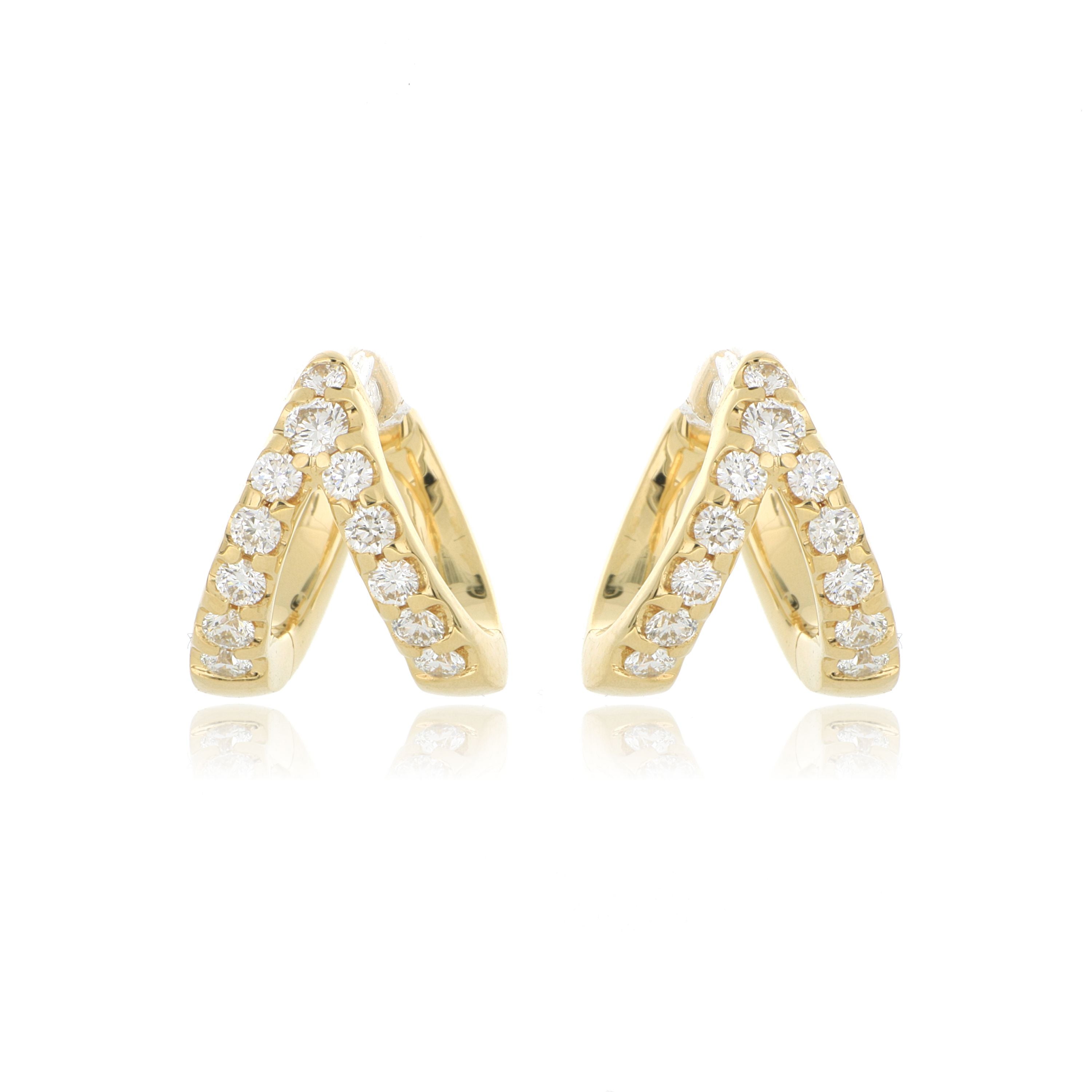18k Yellow Gold Diamond Odessa Huggie Earrings