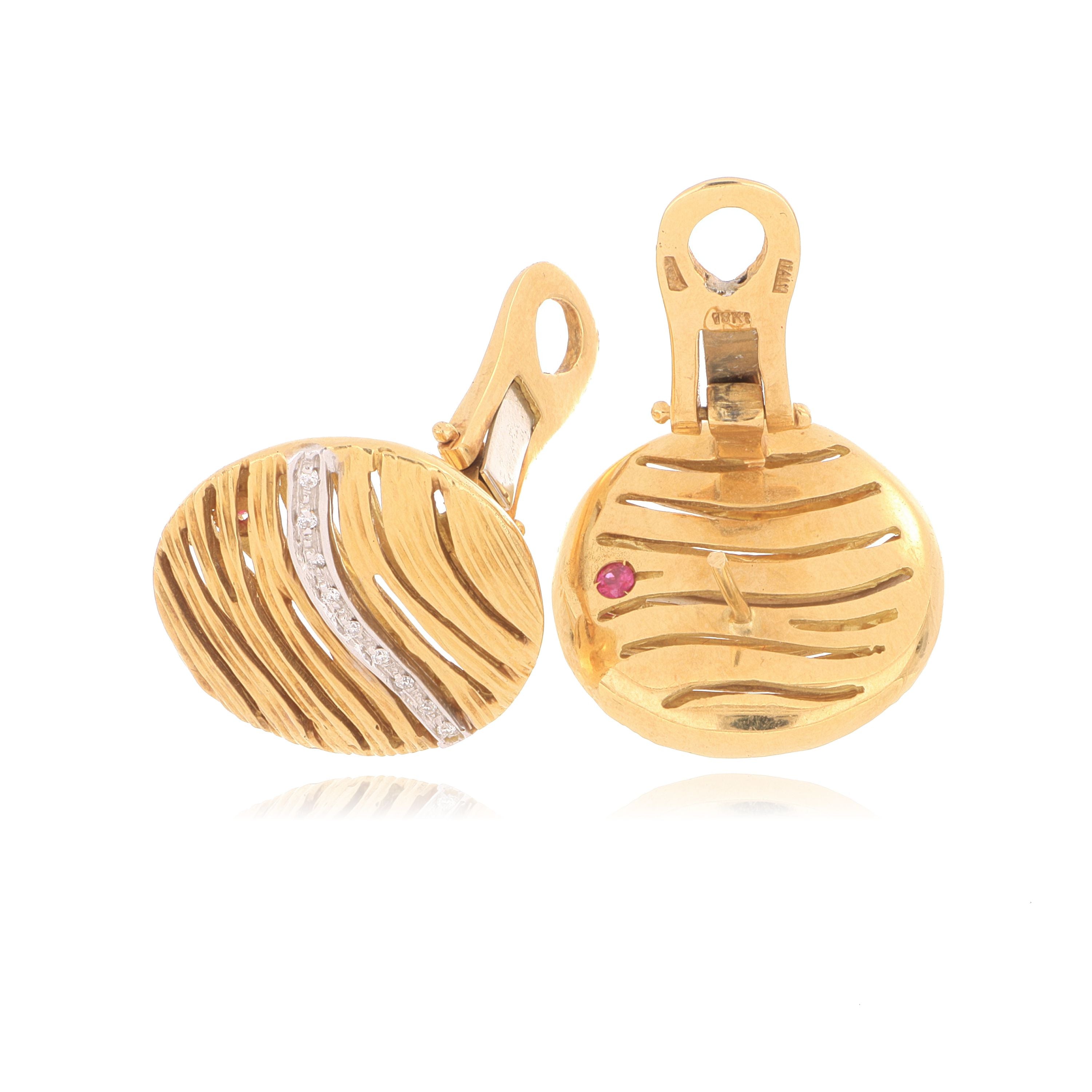 18k Yellow and White Gold Roberto Coin Deiamond Elefantino Earrings