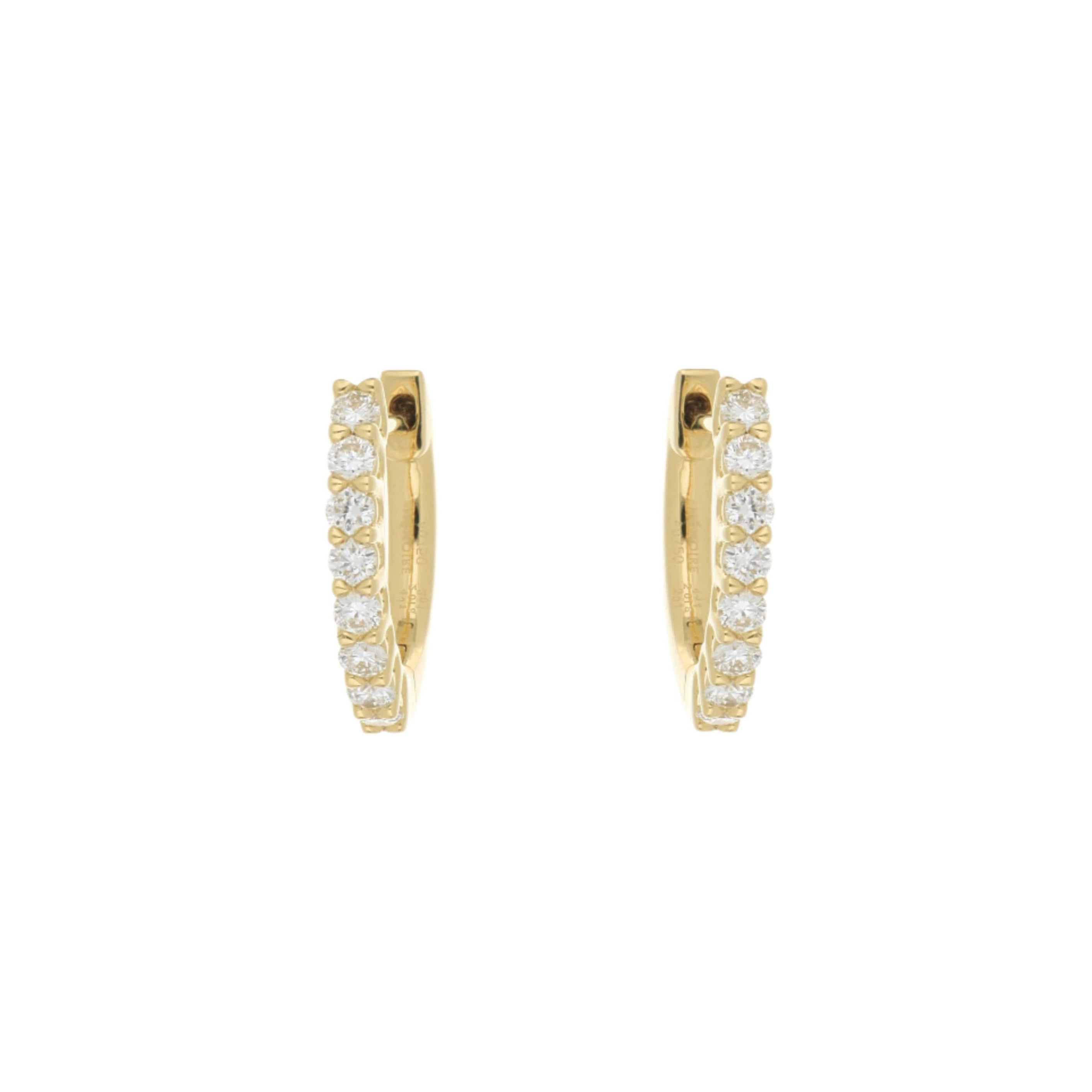 18k Yellow Gold Woven Diamond Huggies
