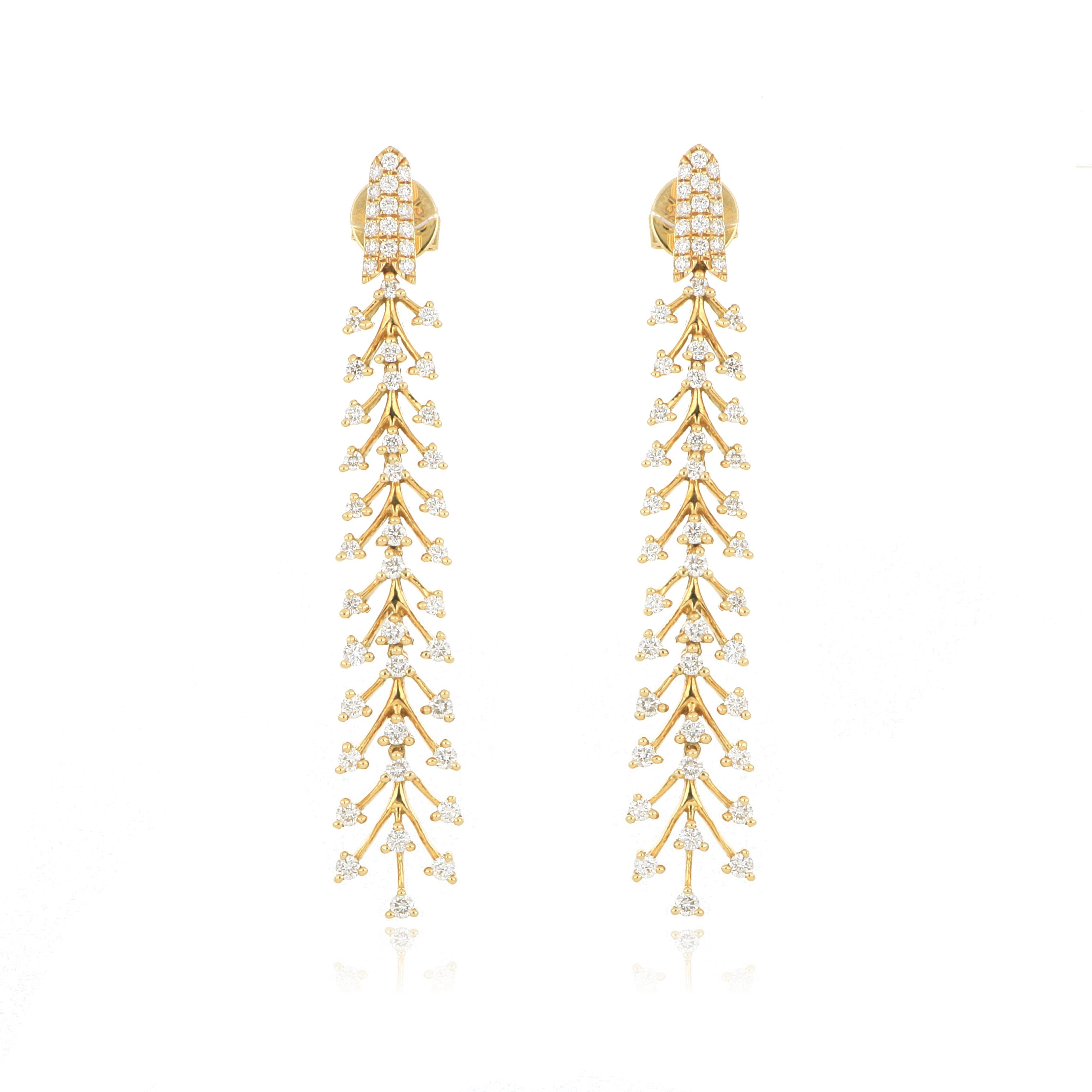 18k Yellow Gold Diamond Dangle Earrings