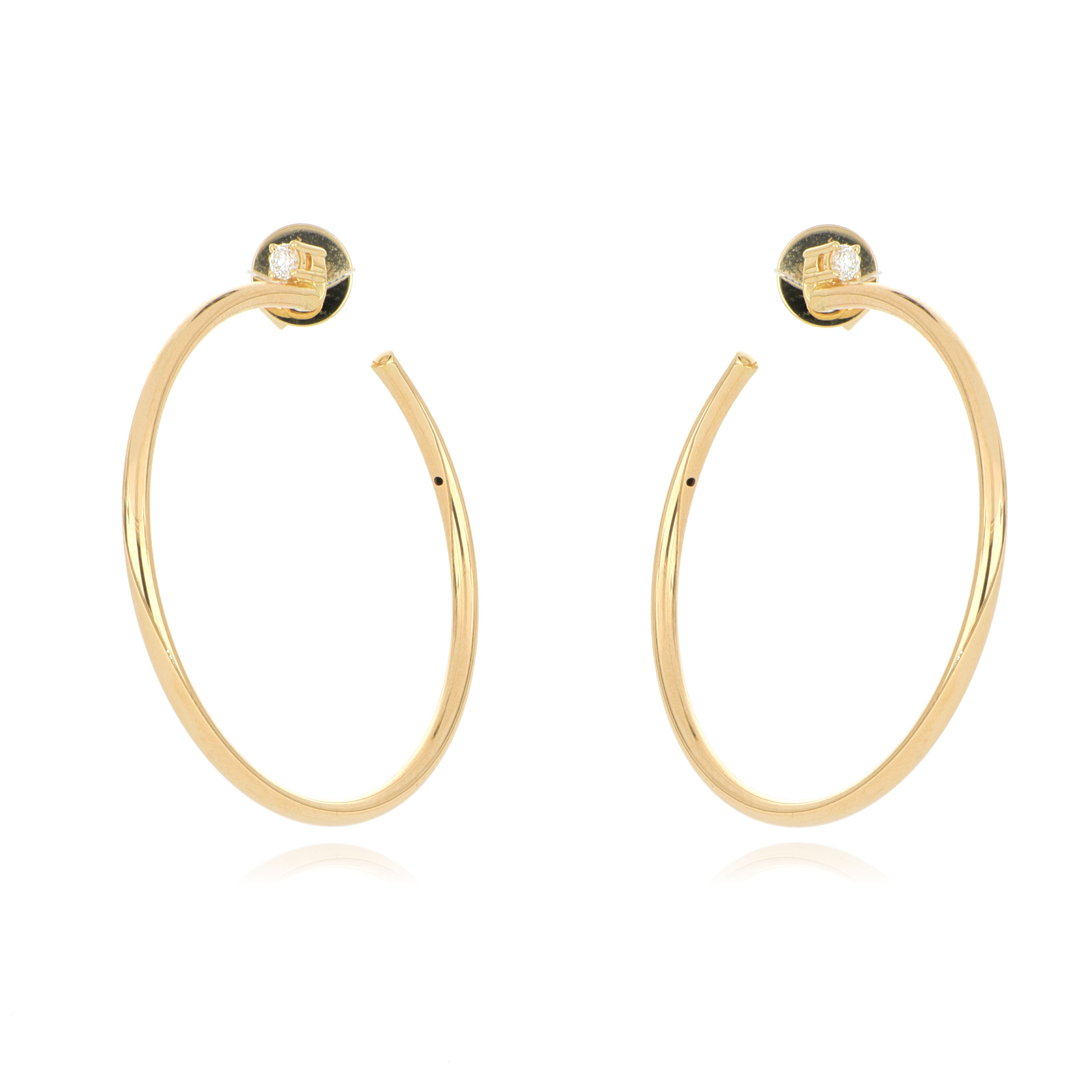 18k Yellow Gold Diamond Stud Hoops