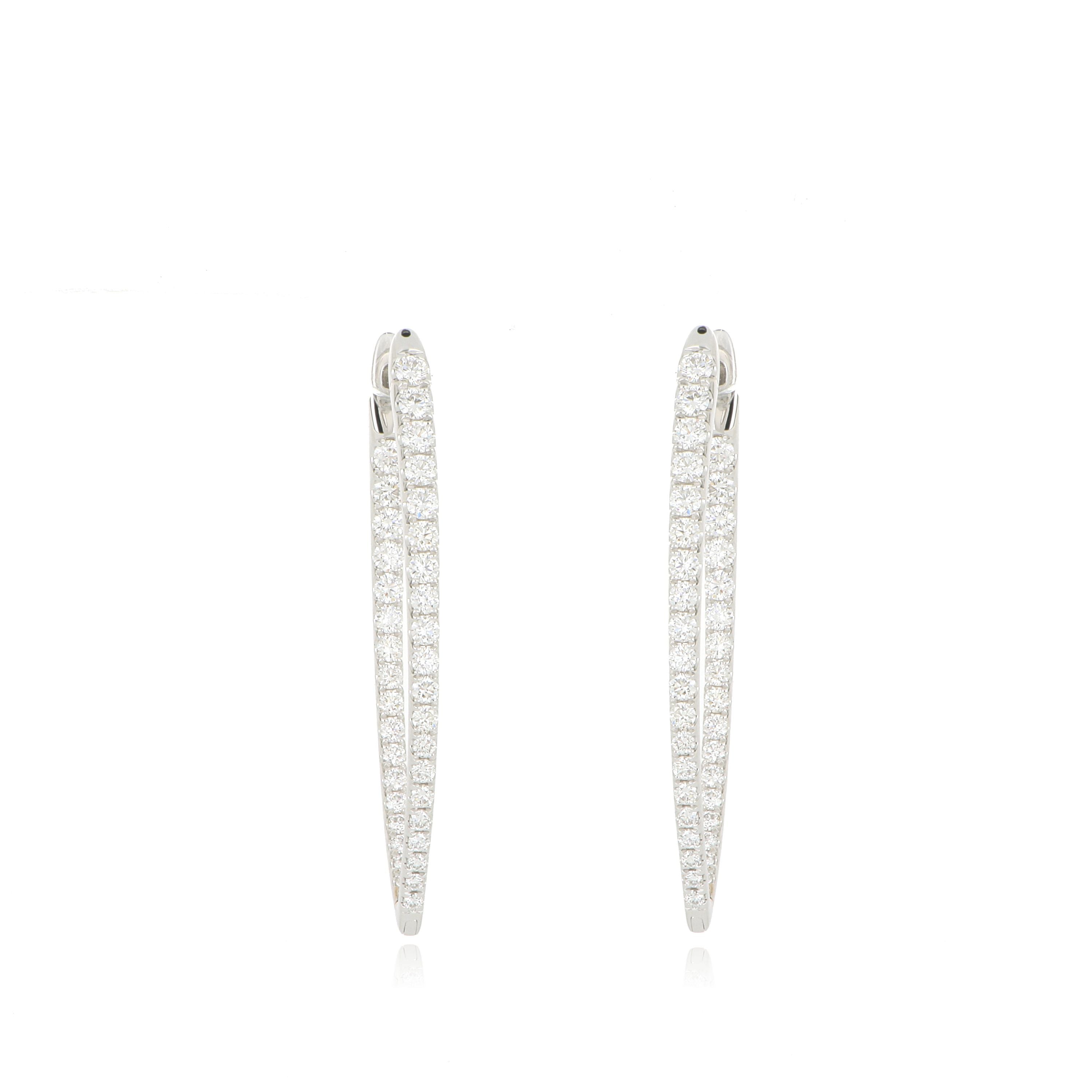 18k White Gold Diamond Imperial Hoops