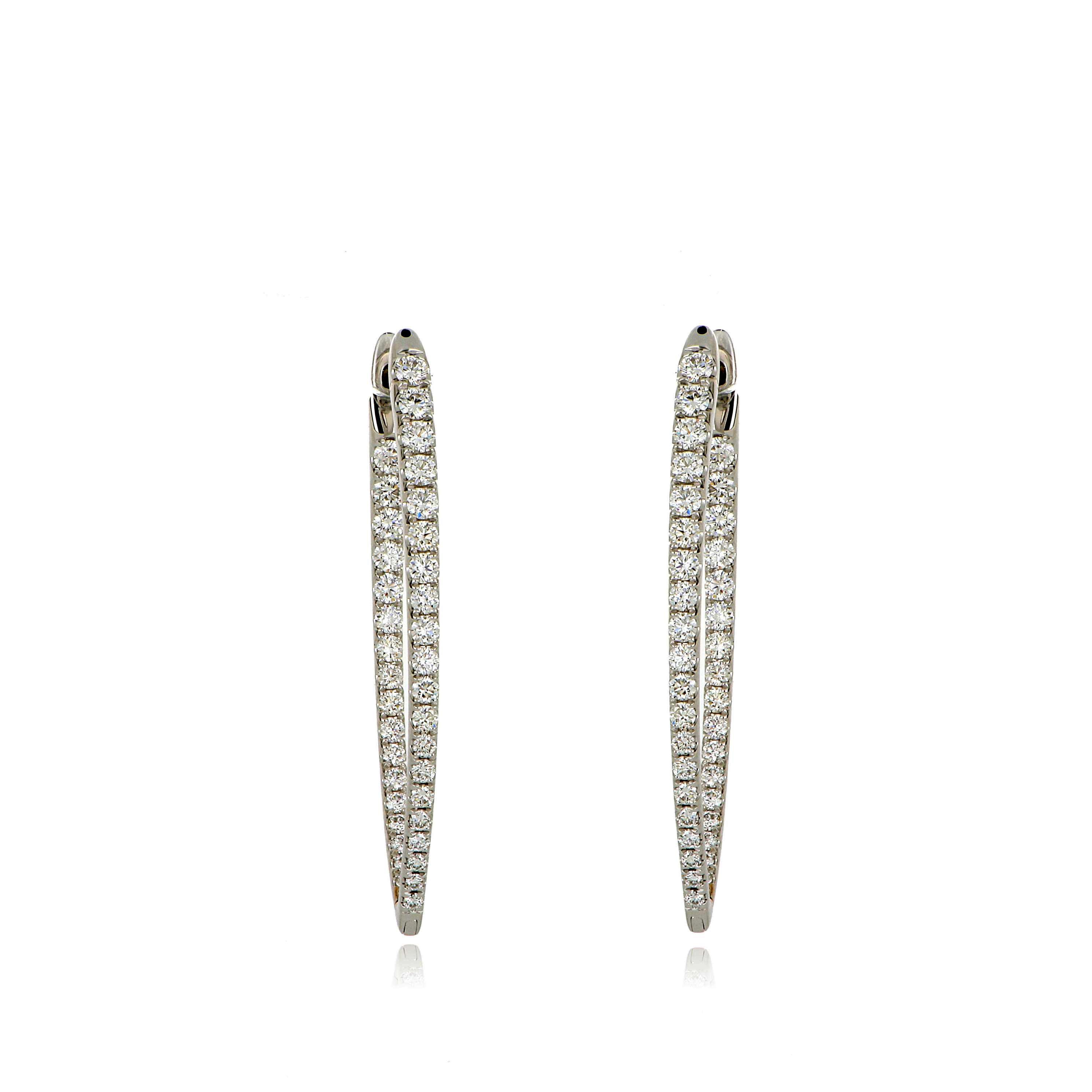 18k White Gold Diamond Imperial Hoops - Charles Koll Jewelers