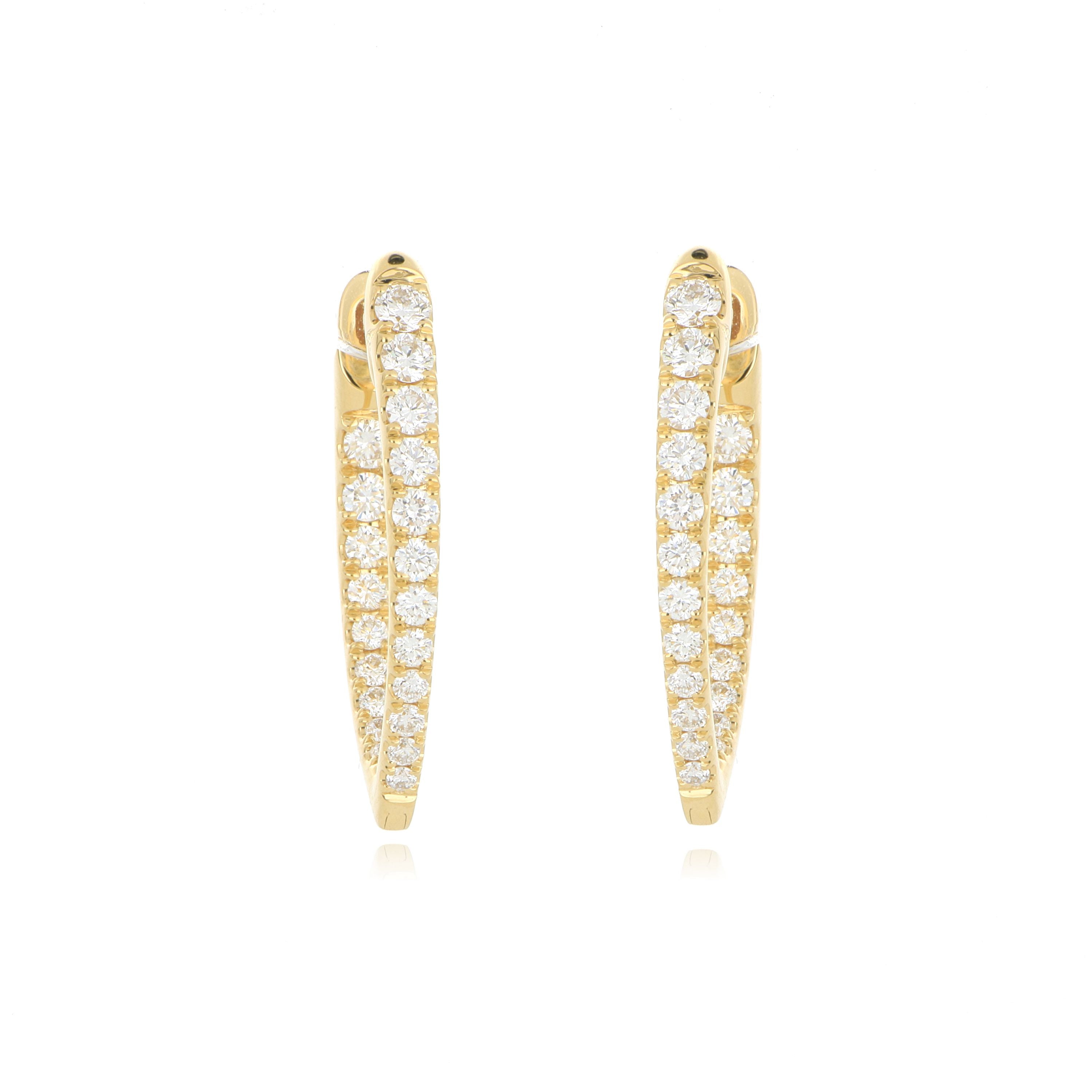 18k Yellow Gold Diamond Imperial Hoops