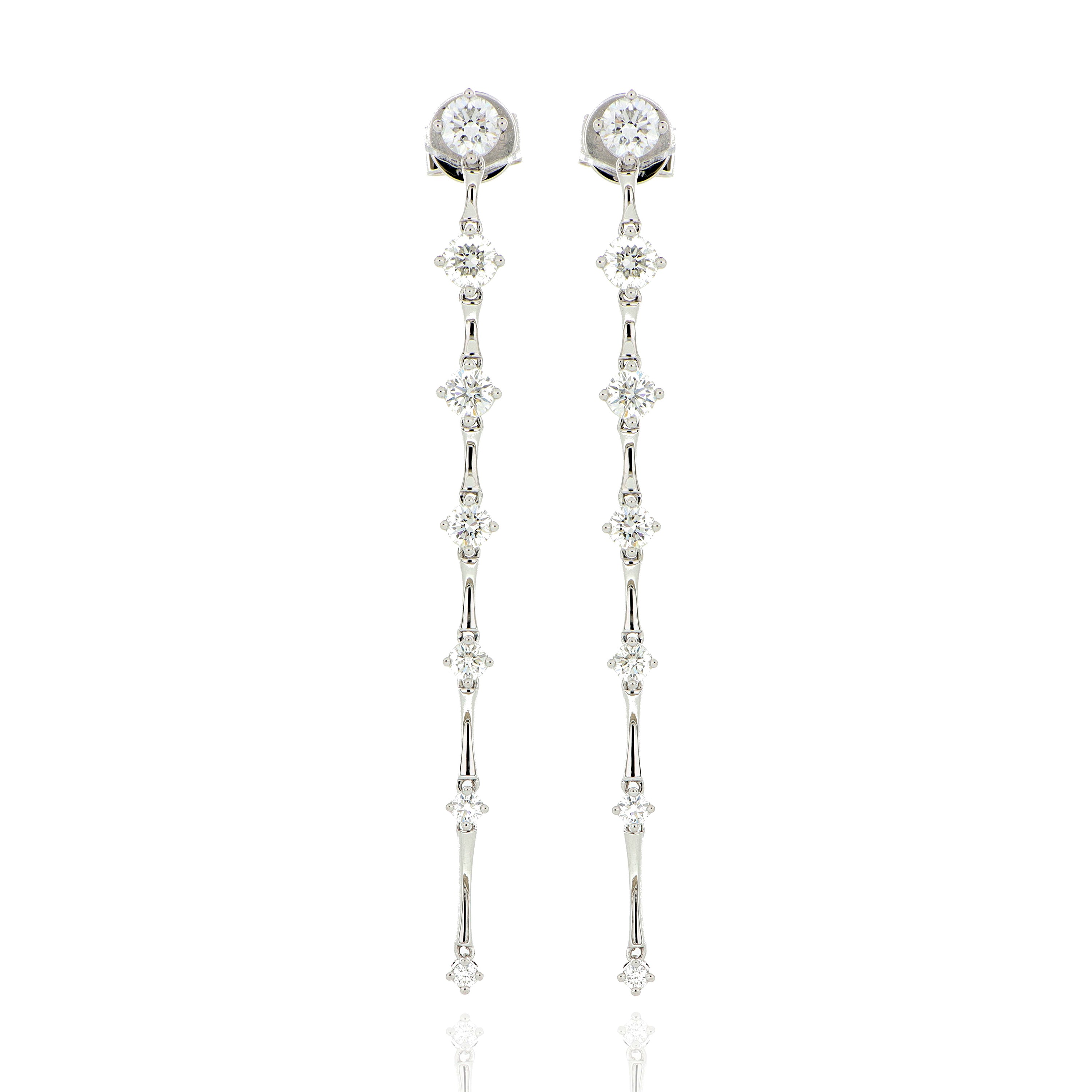 18k White Gold Diamond Cadence Drop Earrings - Charles Koll Jewelers