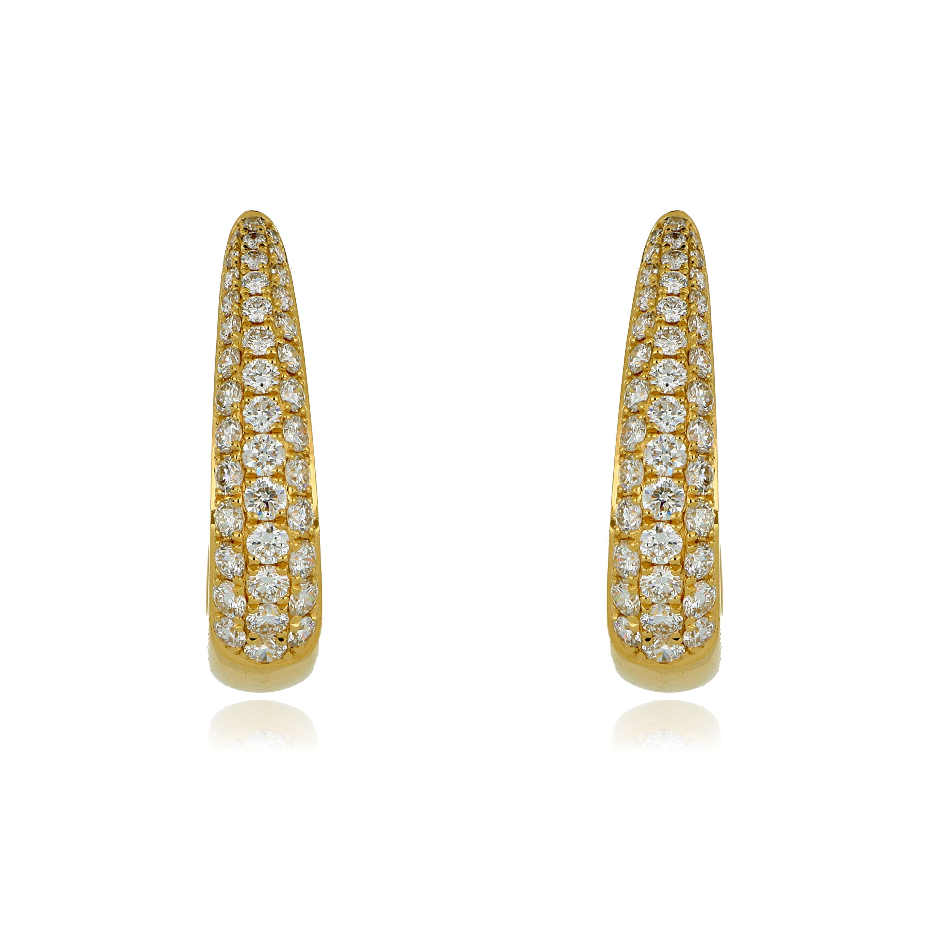 18k Yellow Gold Tapered Diamond Earrings
