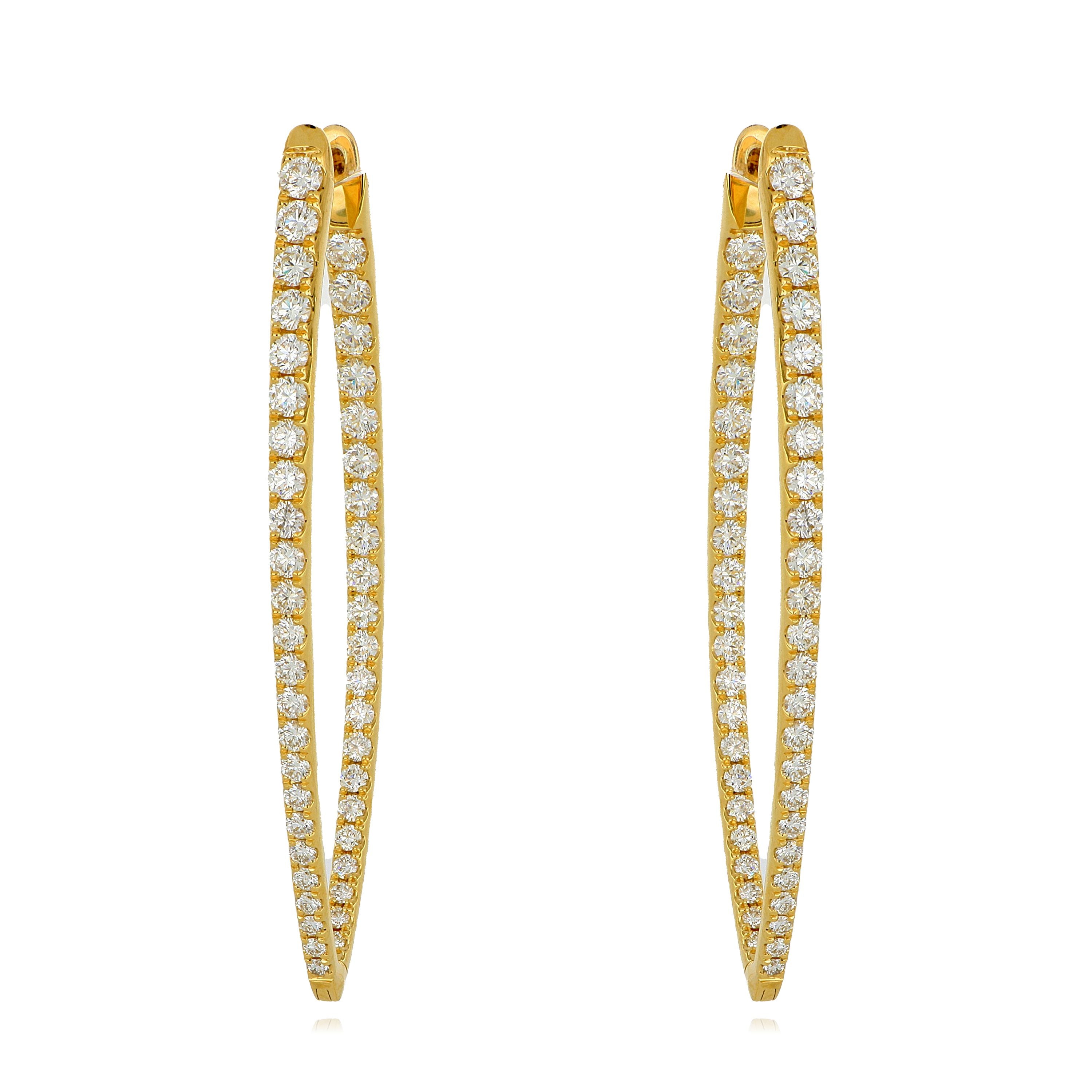 18k Yellow Gold Diamond Imperial Hoops