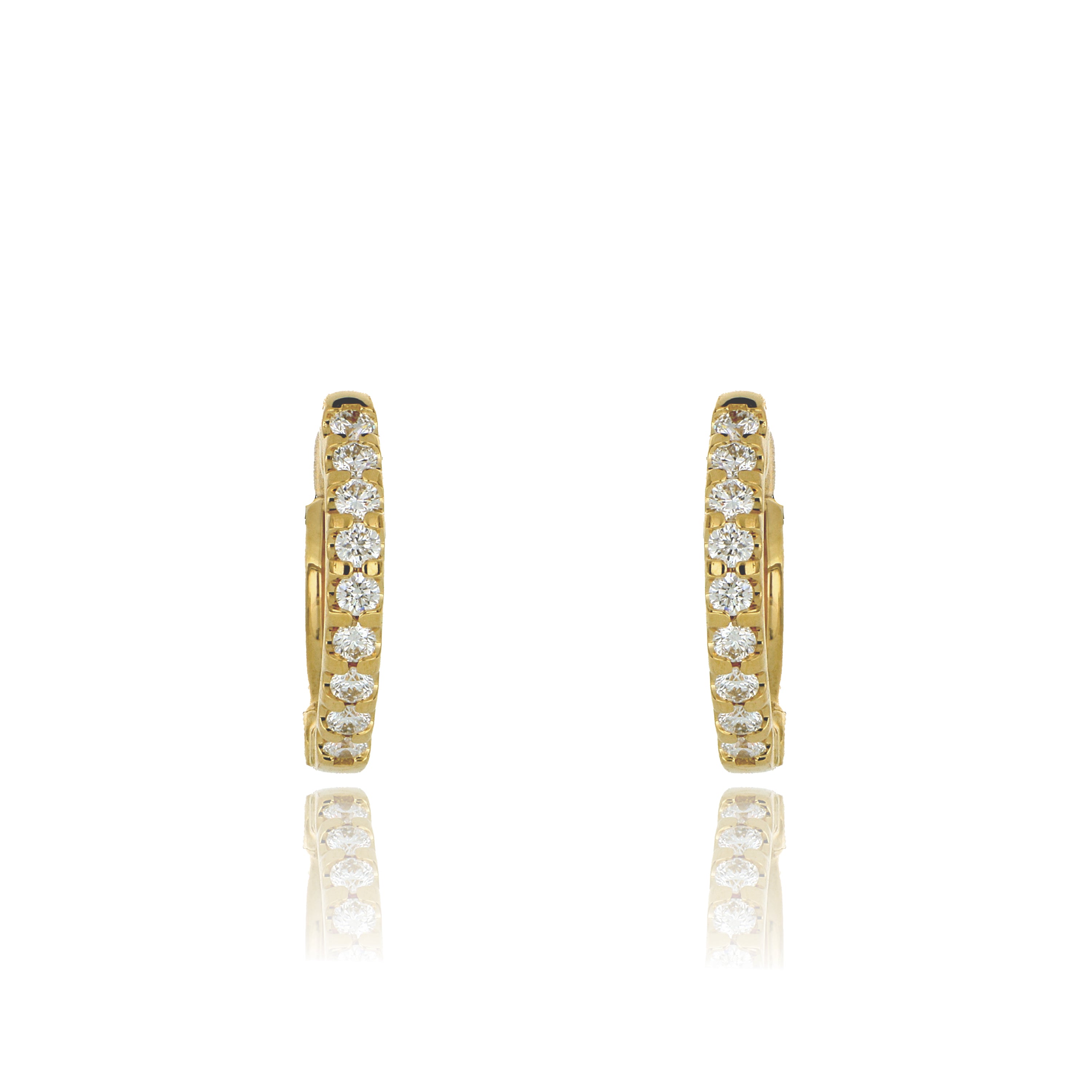 18k Yellow Gold Mini Diamond Hoops - Charles Koll Jewelers