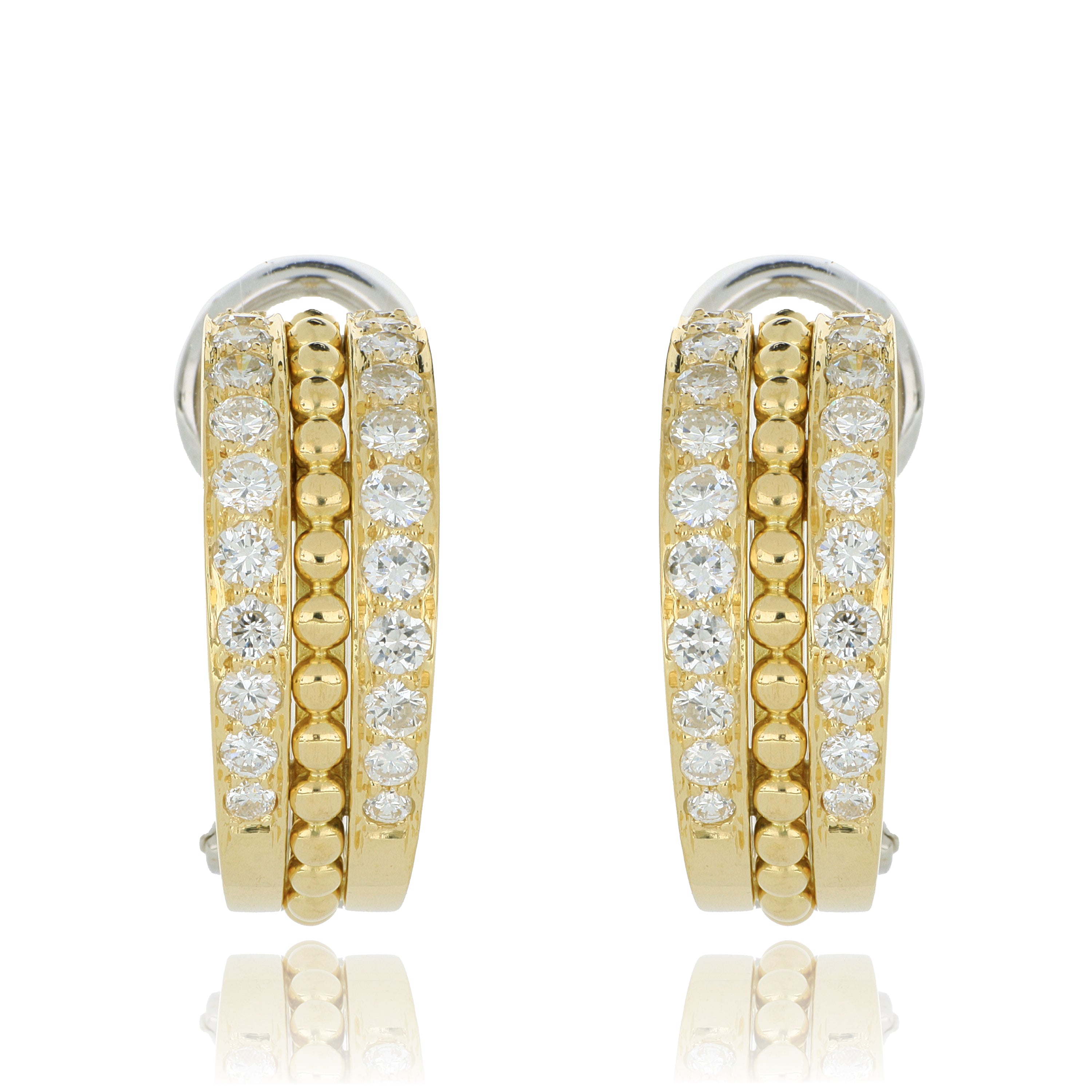 18k Yellow and White Gold Diamond Hoops Earrings - Charles Koll Jewelers