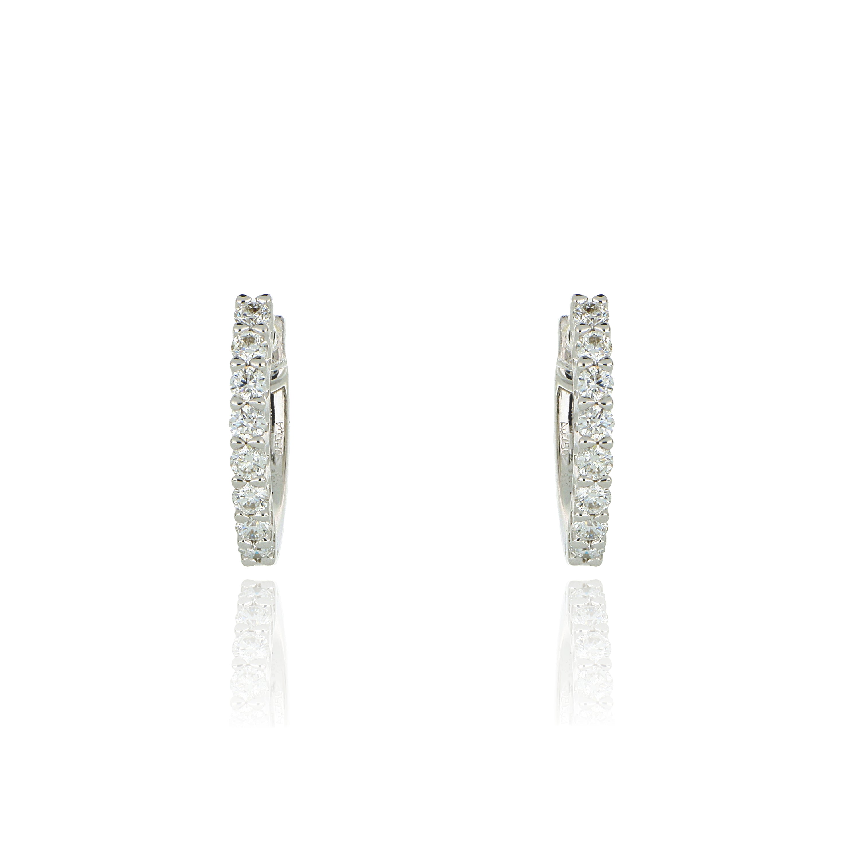 18k White Diamond Huggie Earrings