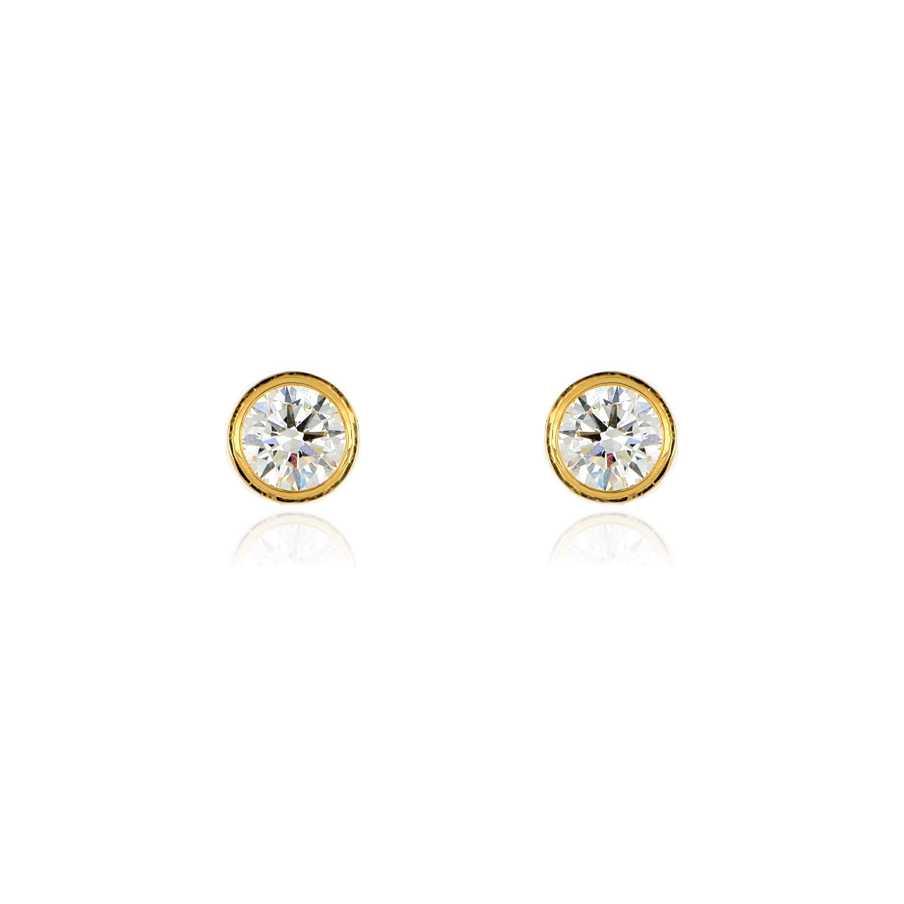 18k Yellow Gold Bezel Set Diamond Studs