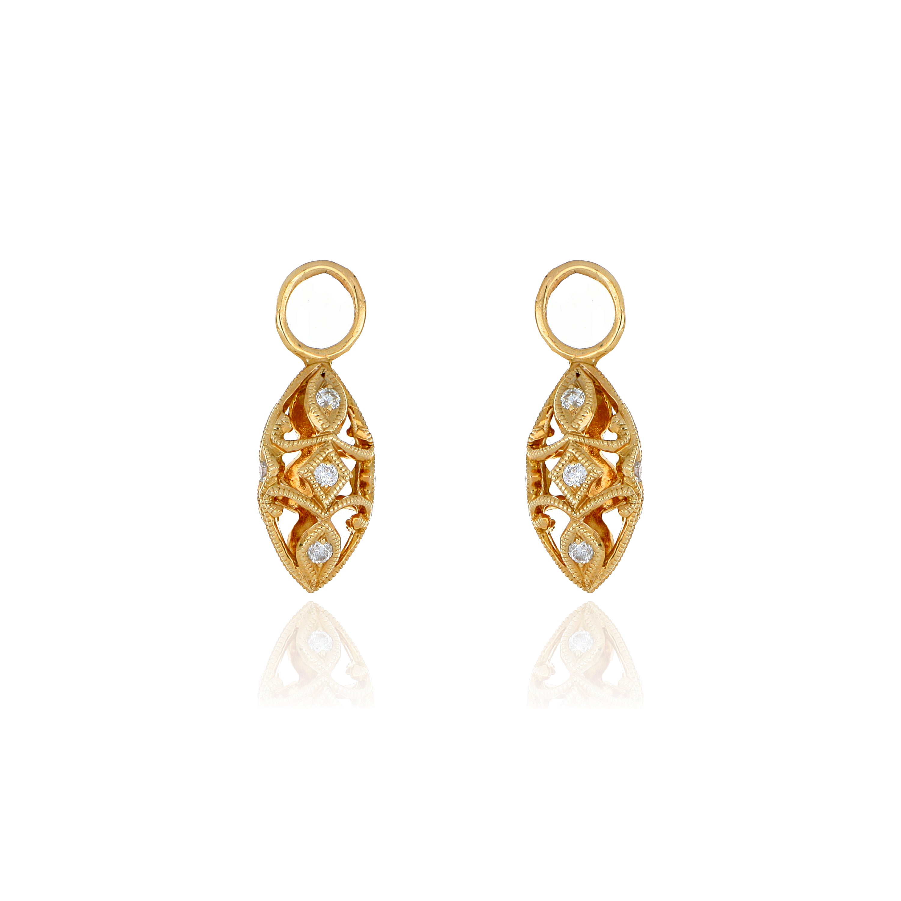 14k Yellow Gold Diamond Dangle Stud Jackets - Charles Koll Jewelers