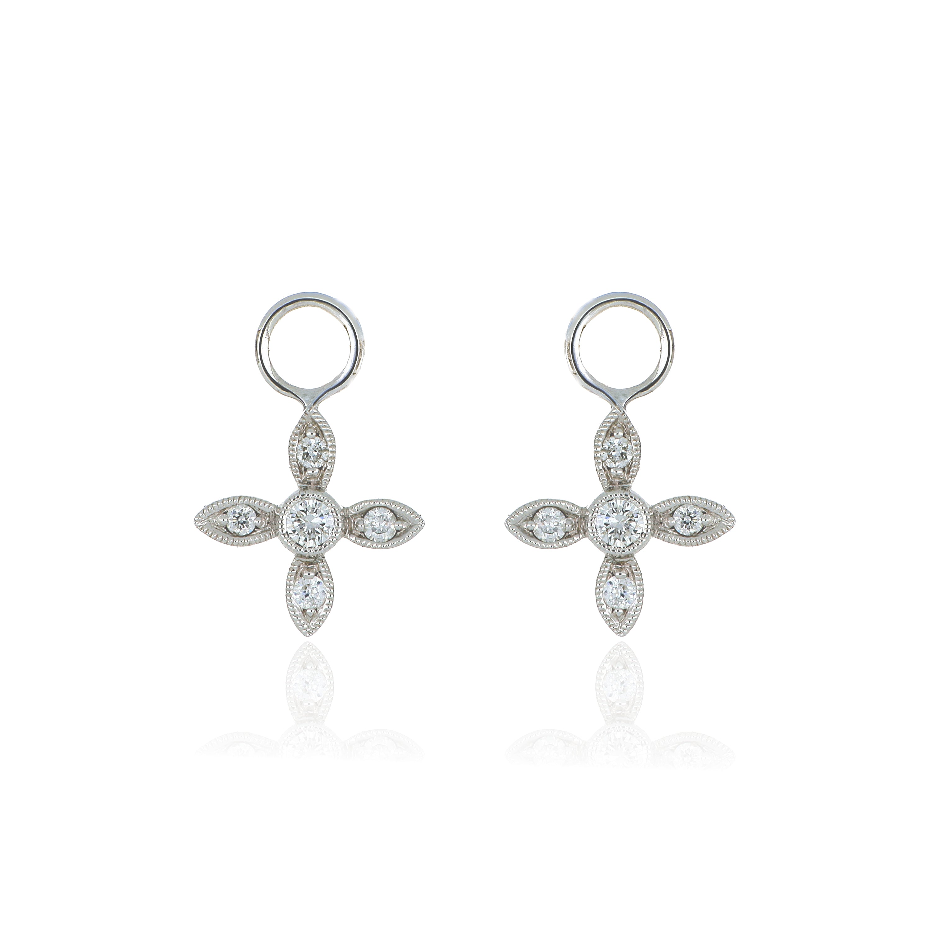 14k White Gold Diamond Drop Earring Jackets - Charles Koll Jewelers