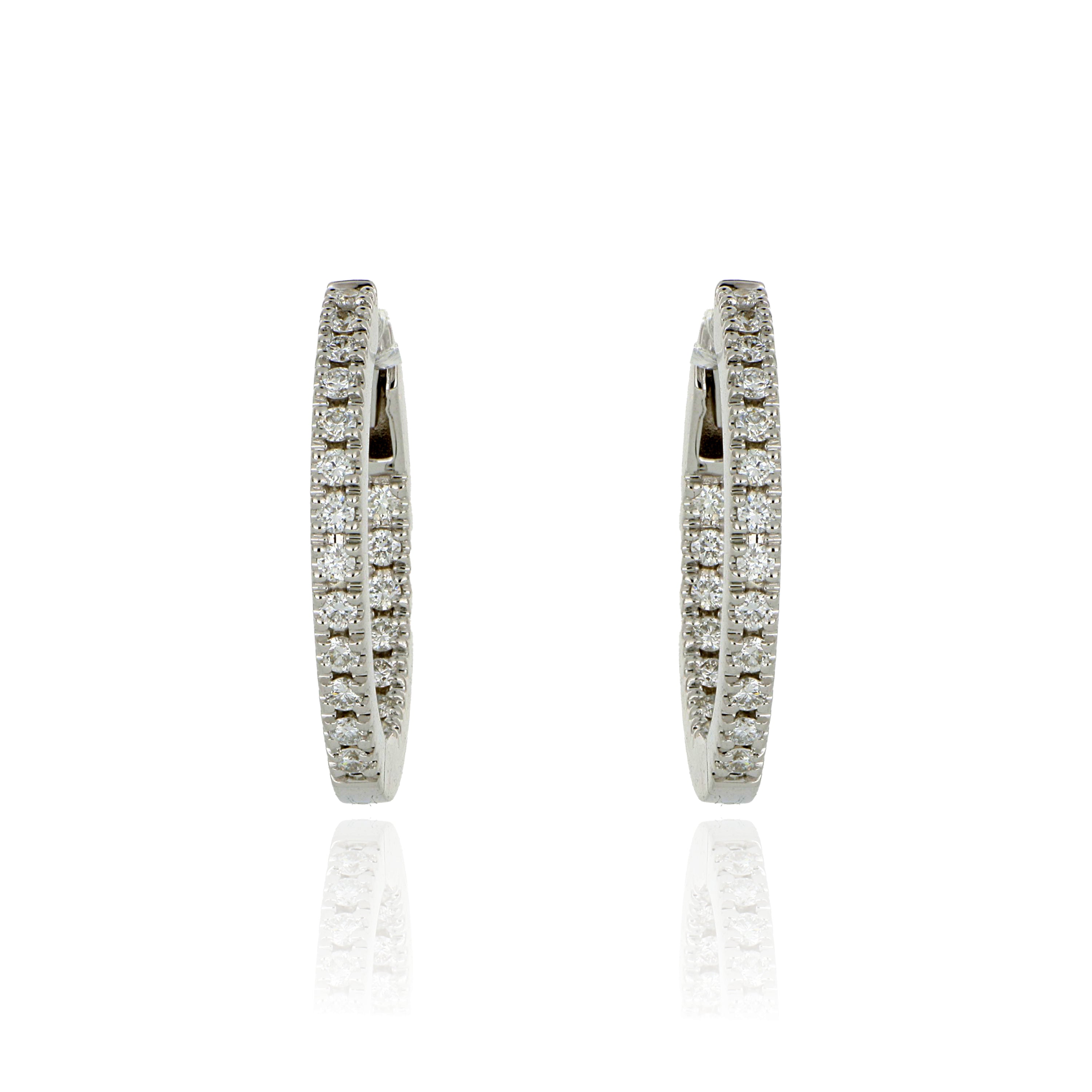 18k White Gold Inside Out Diamond Hoops