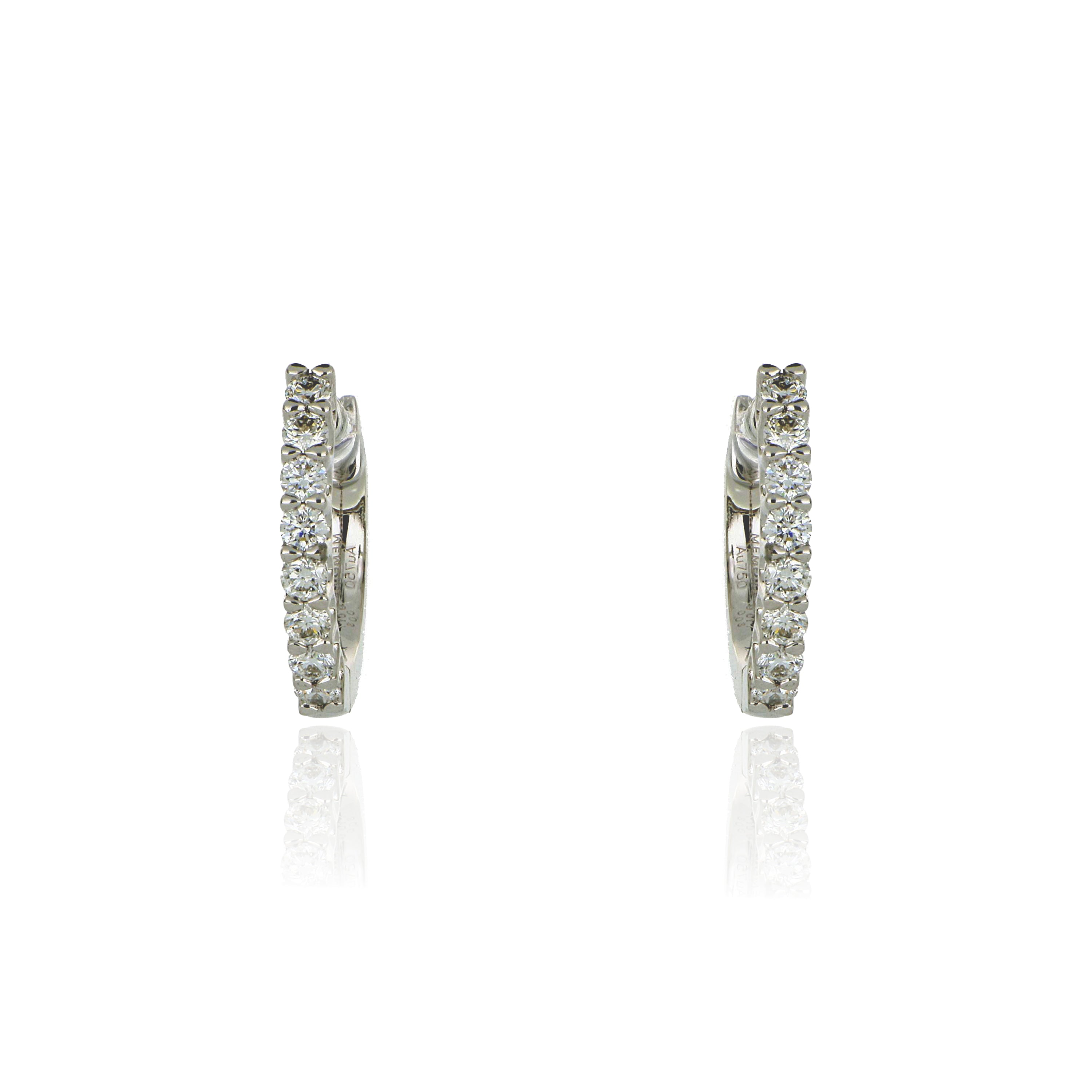 18k White Gold Mini Diamond Hoops